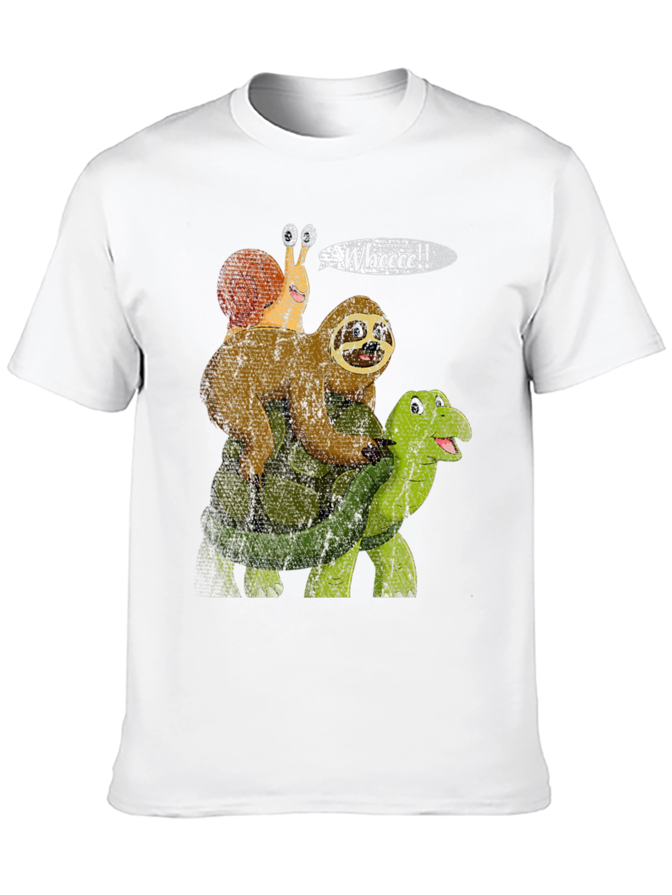Black Sloth, Snail, Turtle Wheeee! Funny T-Shirt view 10