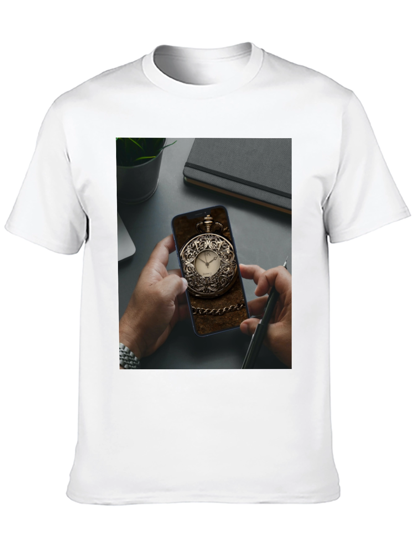 Black Pocket Watch Phone Case Tee view 10