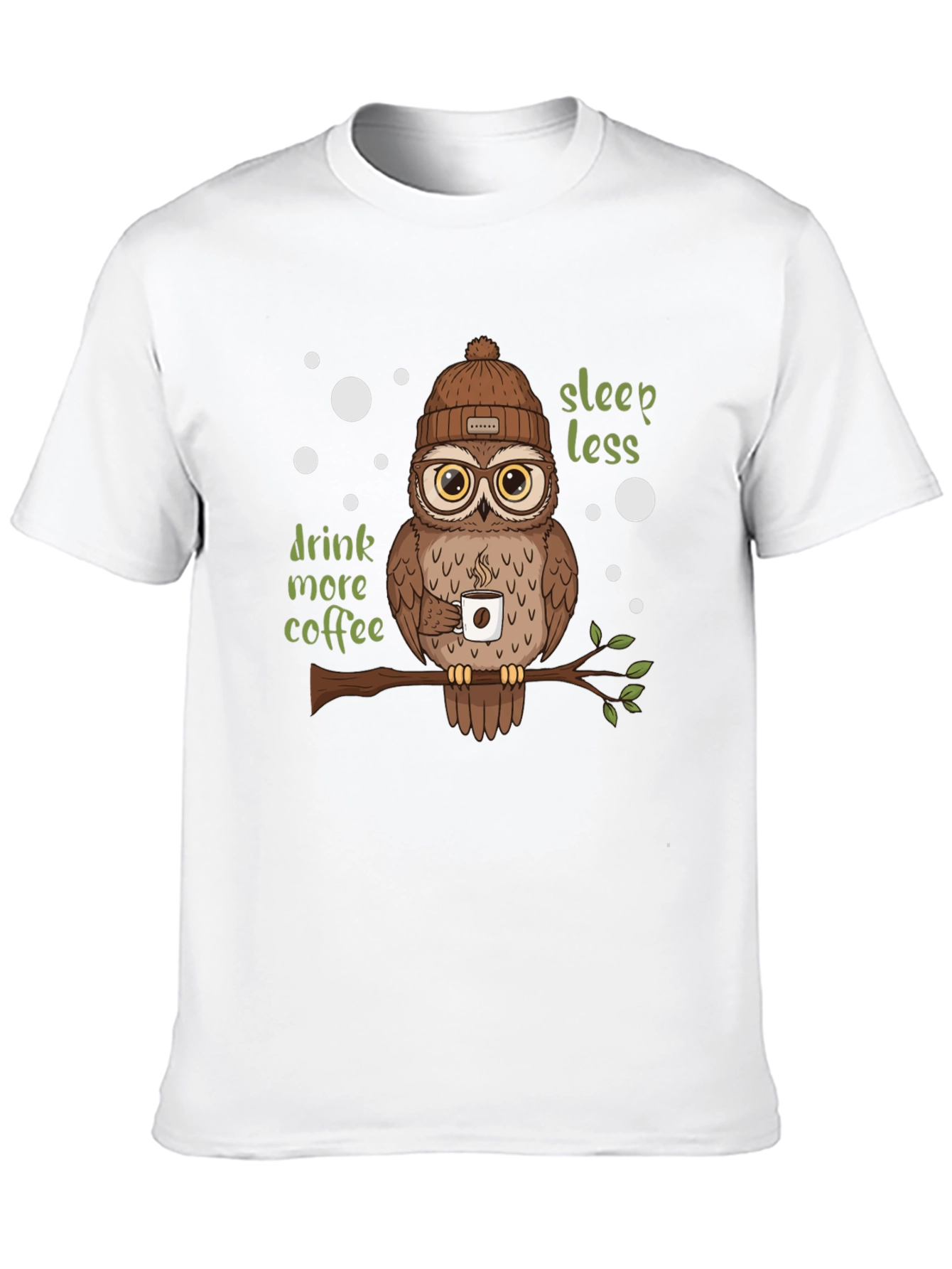 Black Owl Lover T-Shirt - Sleep Less Drink More Coffee view 10
