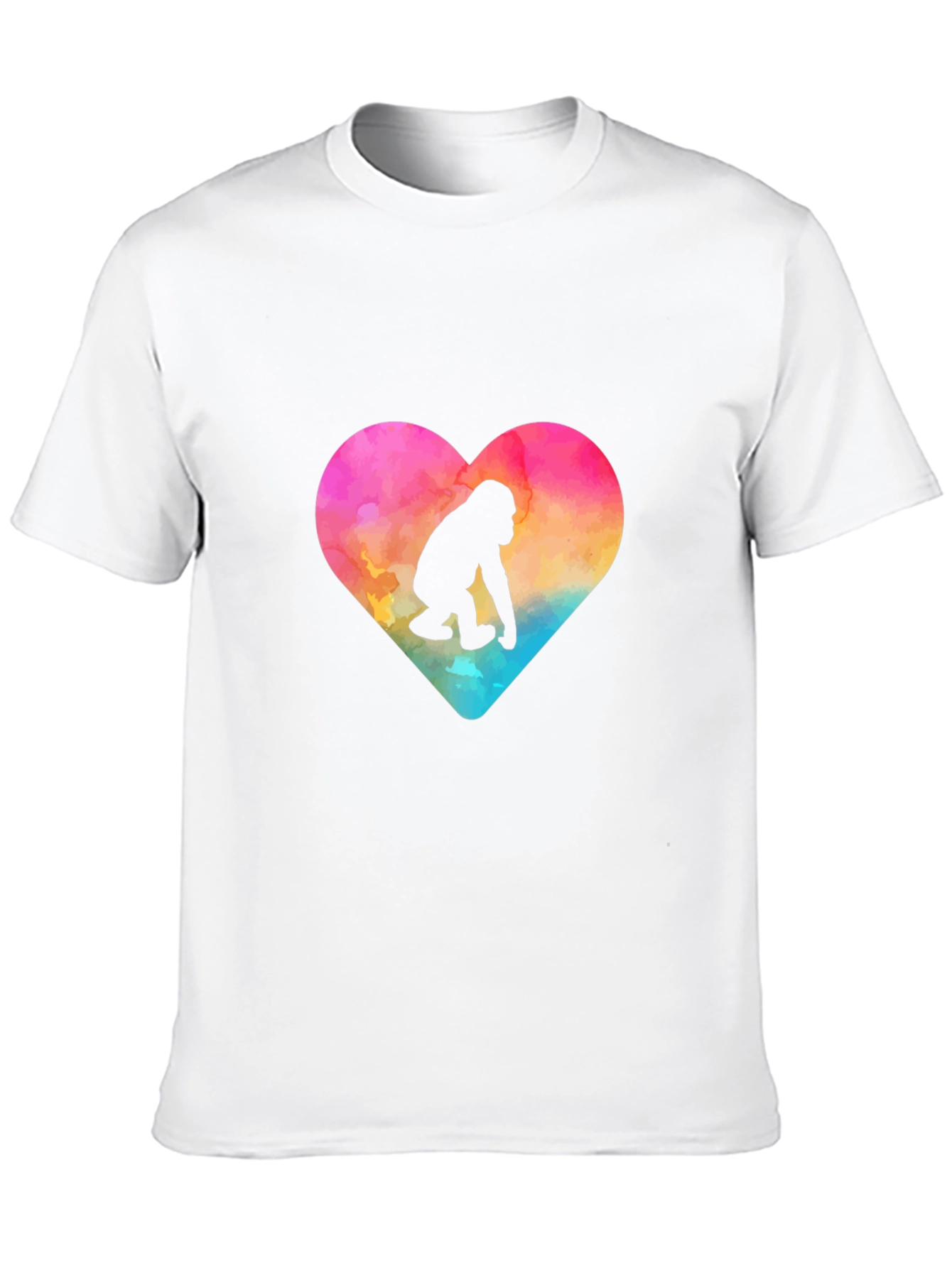 Black Watercolor Gorilla Heart Graphic Tee view 10