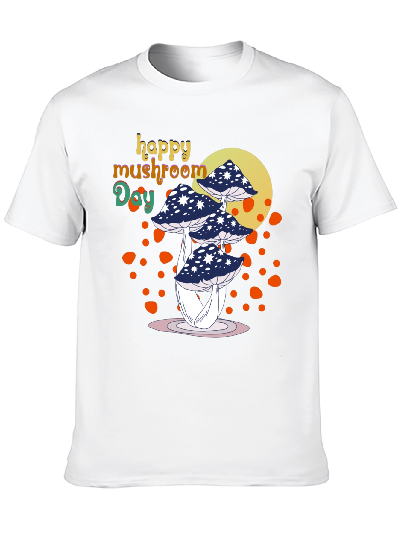 Black Happy Mushroom Day T-Shirt - Unique Graphic Tee view 10