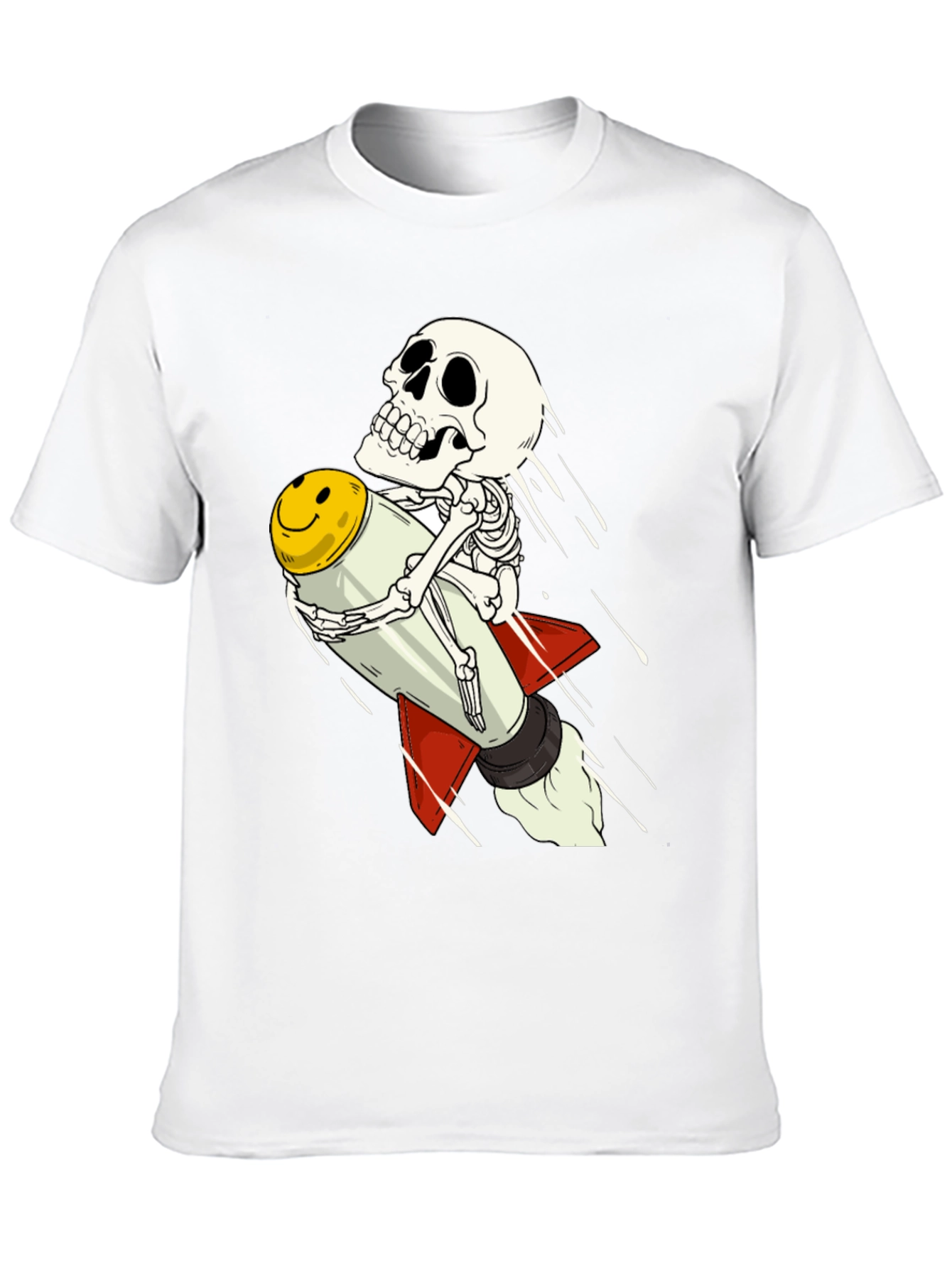 Black Skeleton Rocket Rider T-Shirt - Black Cotton Tee view 10