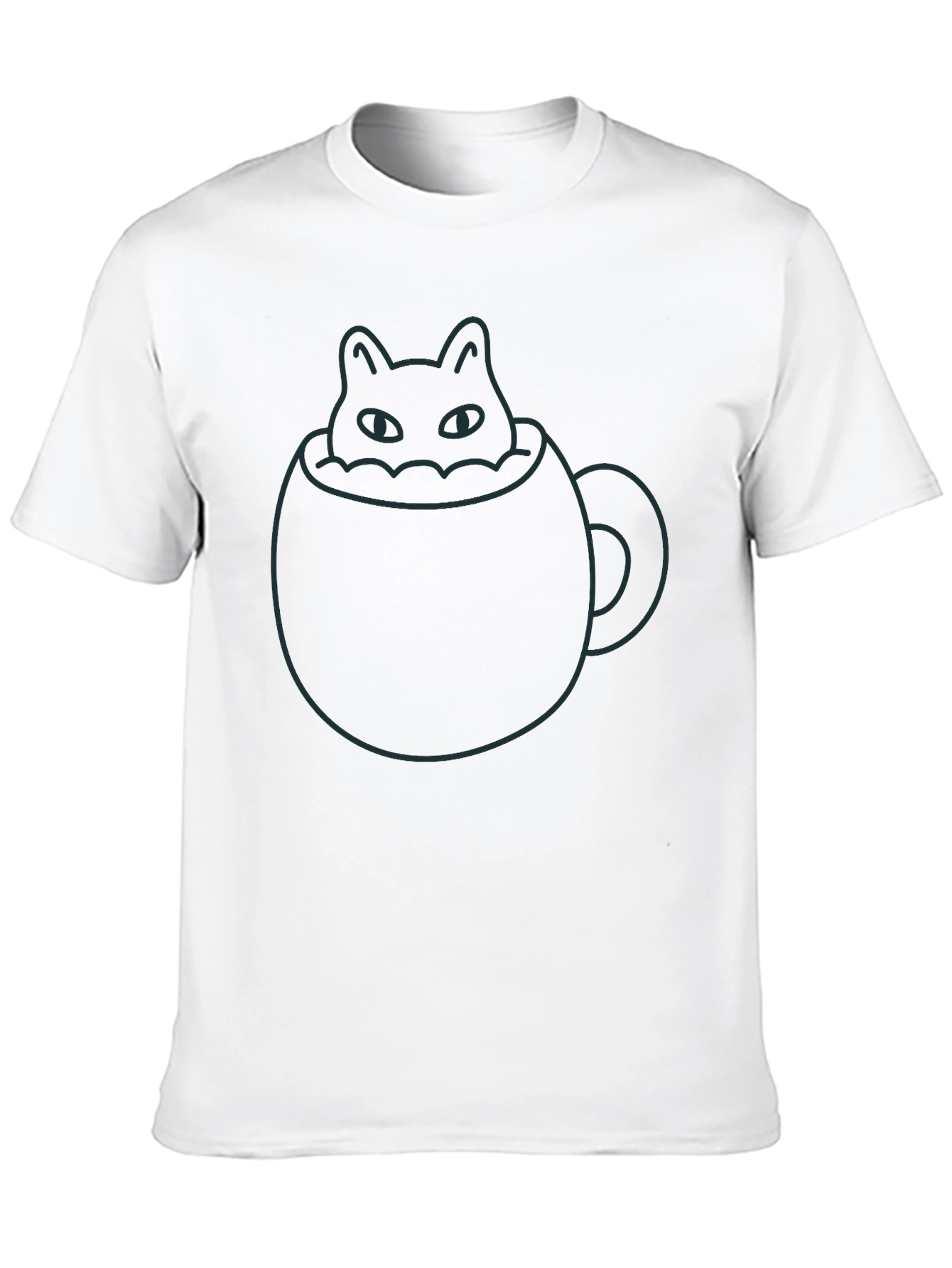 Black Cat in a Cup T-Shirt - Minimalist Design, Black view 10