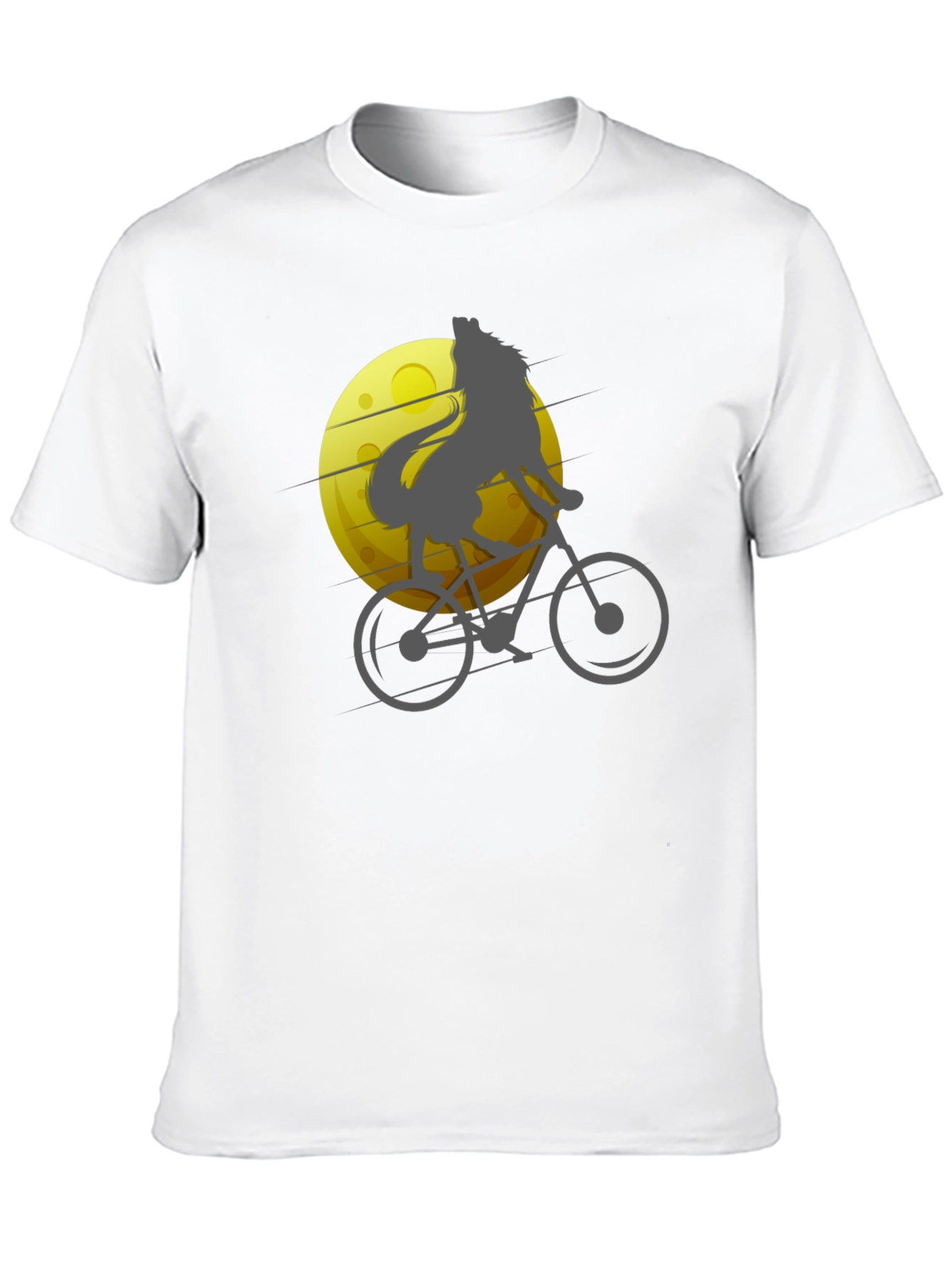 Black Wolf Riding Bike T-Shirt - Moon Graphic Tee view 10