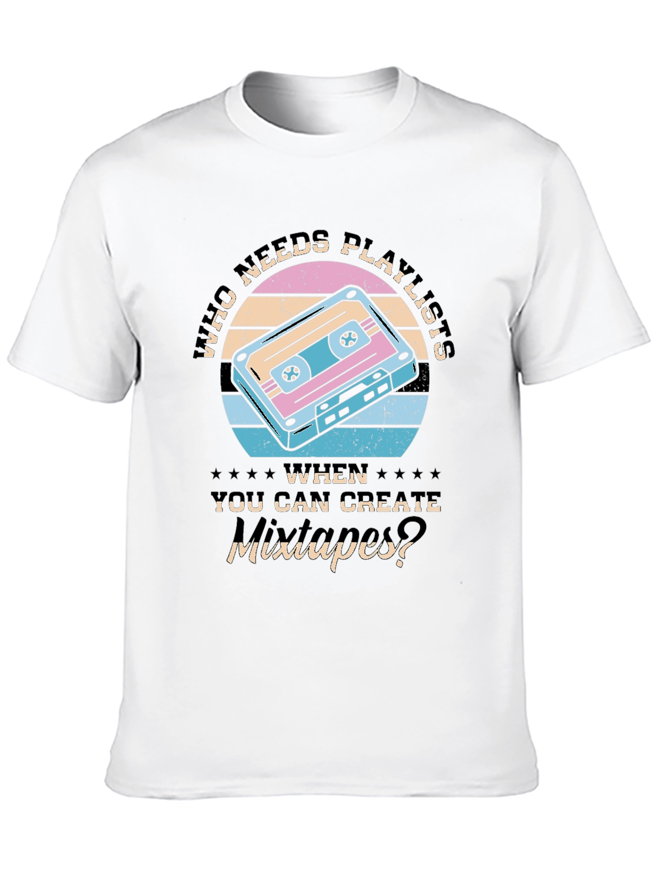 Black Retro Mixtape T-Shirt - Who Needs Playlists? view 10