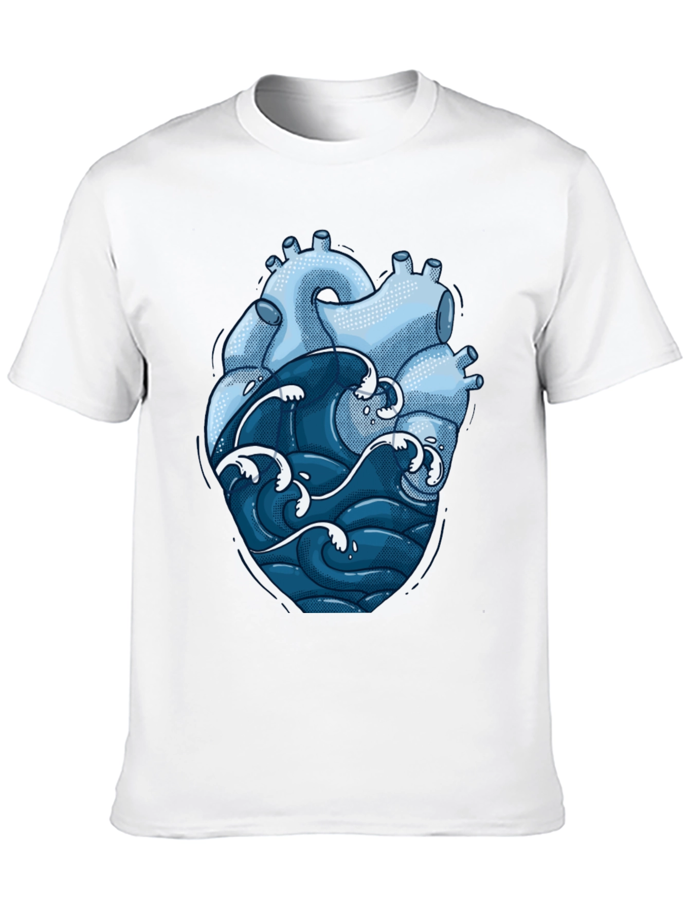 Black Anatomical Heart & Ocean Wave Graphic Tee view 10