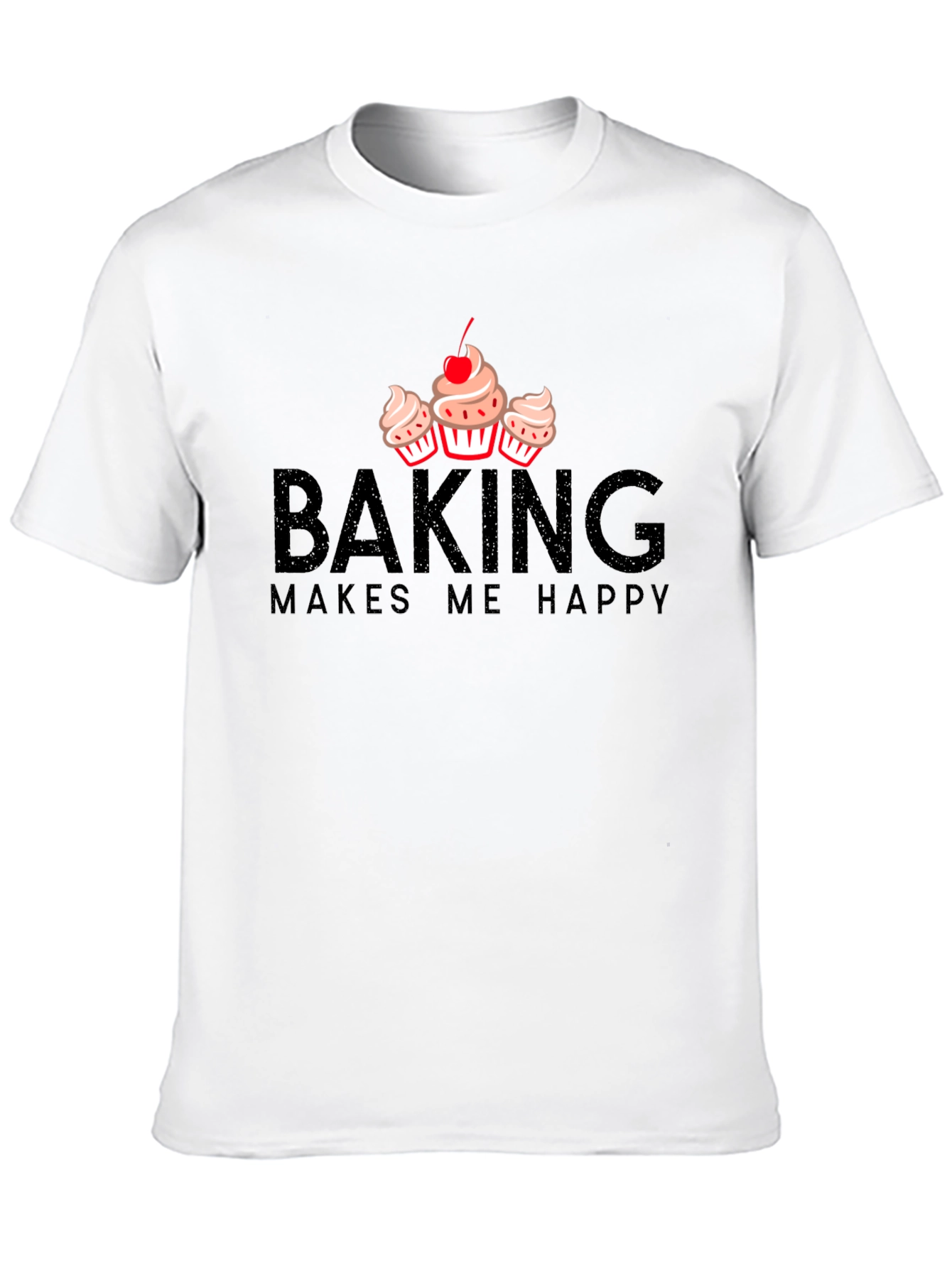 Black Baking Makes Me Happy T-Shirt - Cupcake Design view 10