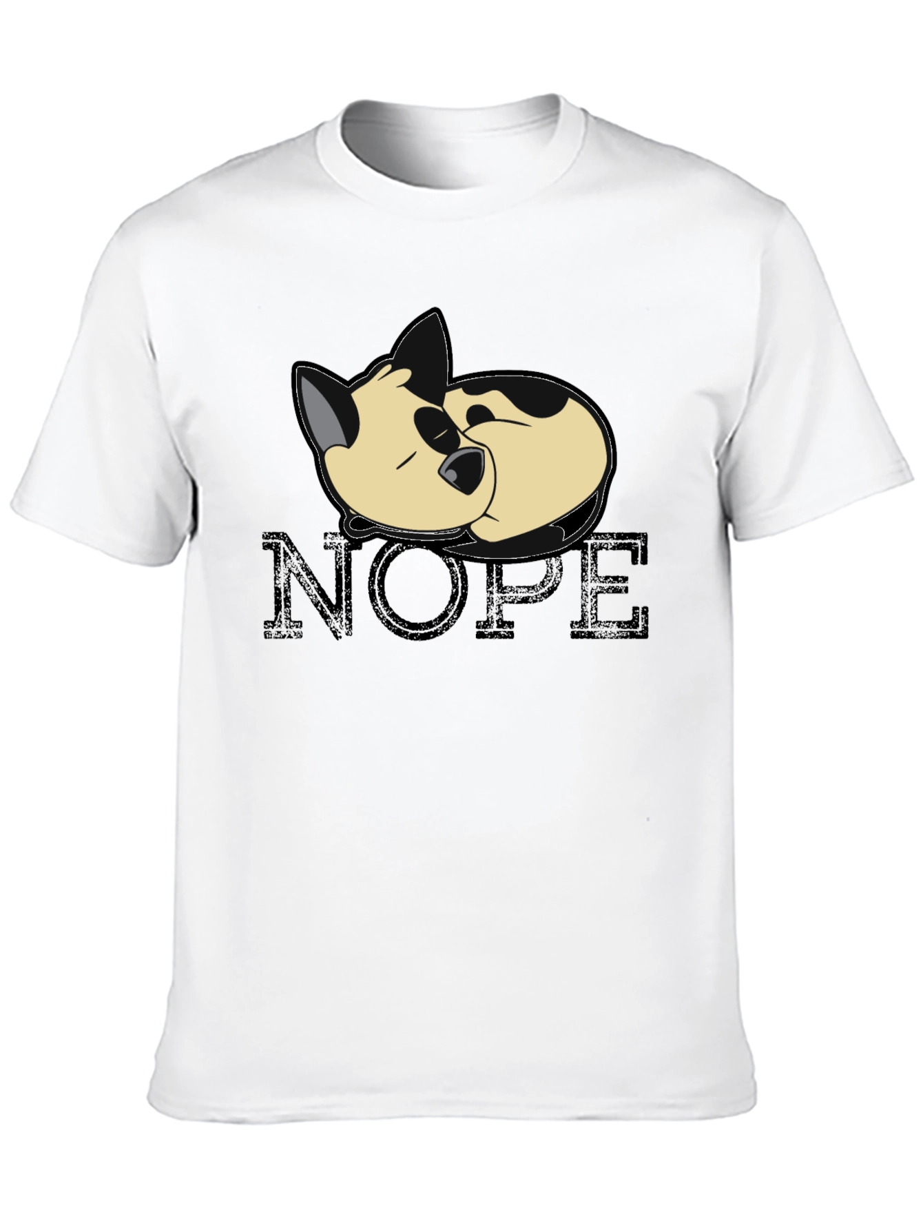 Black Nope Cat Black T-Shirt - Relaxed Sleepy Kitten Tee view 10