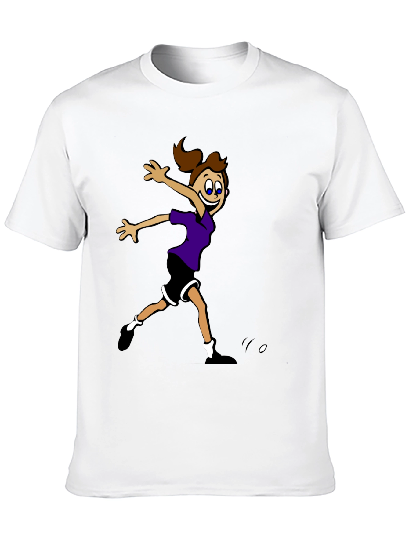 Black Cartoon Girl's Sporty Graphic Black T-Shirt view 10