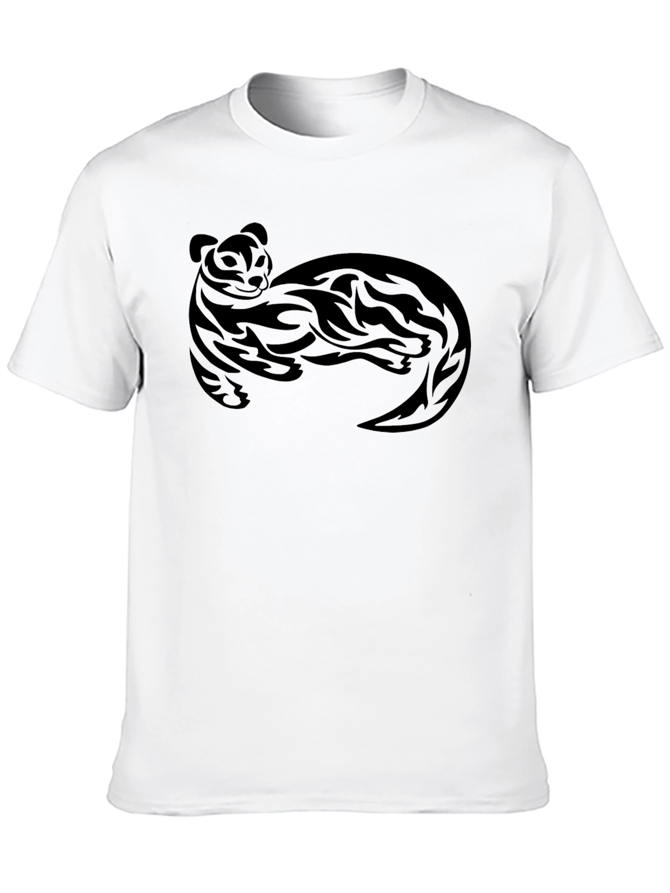 Black Tribal Otter Design Black T-Shirt view 10