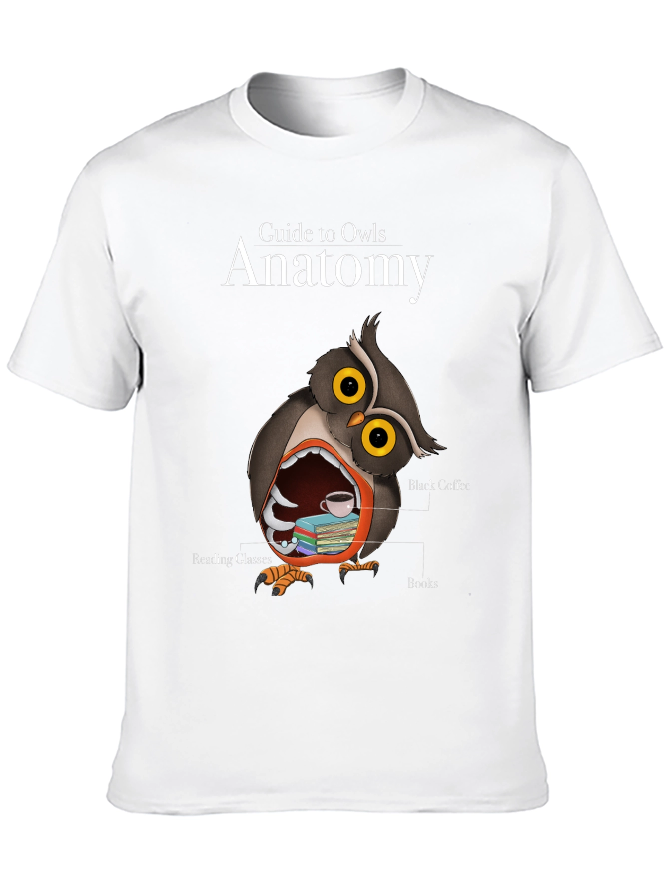 Black Owl Anatomy T-Shirt - Guide to Owls Novelty Tee view 10