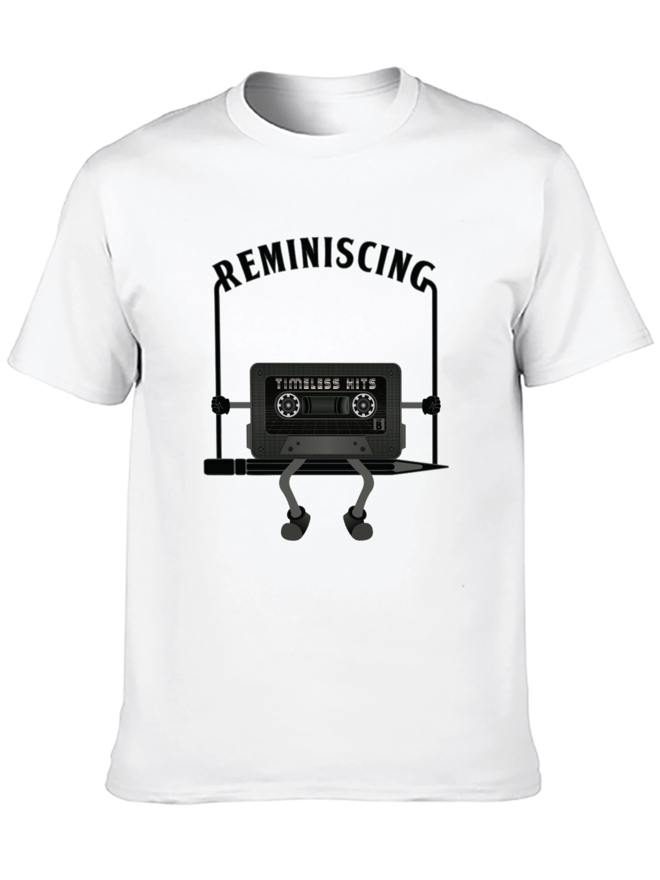 Black Retro Music Cassette T-Shirt - Reminiscing Tee view 10