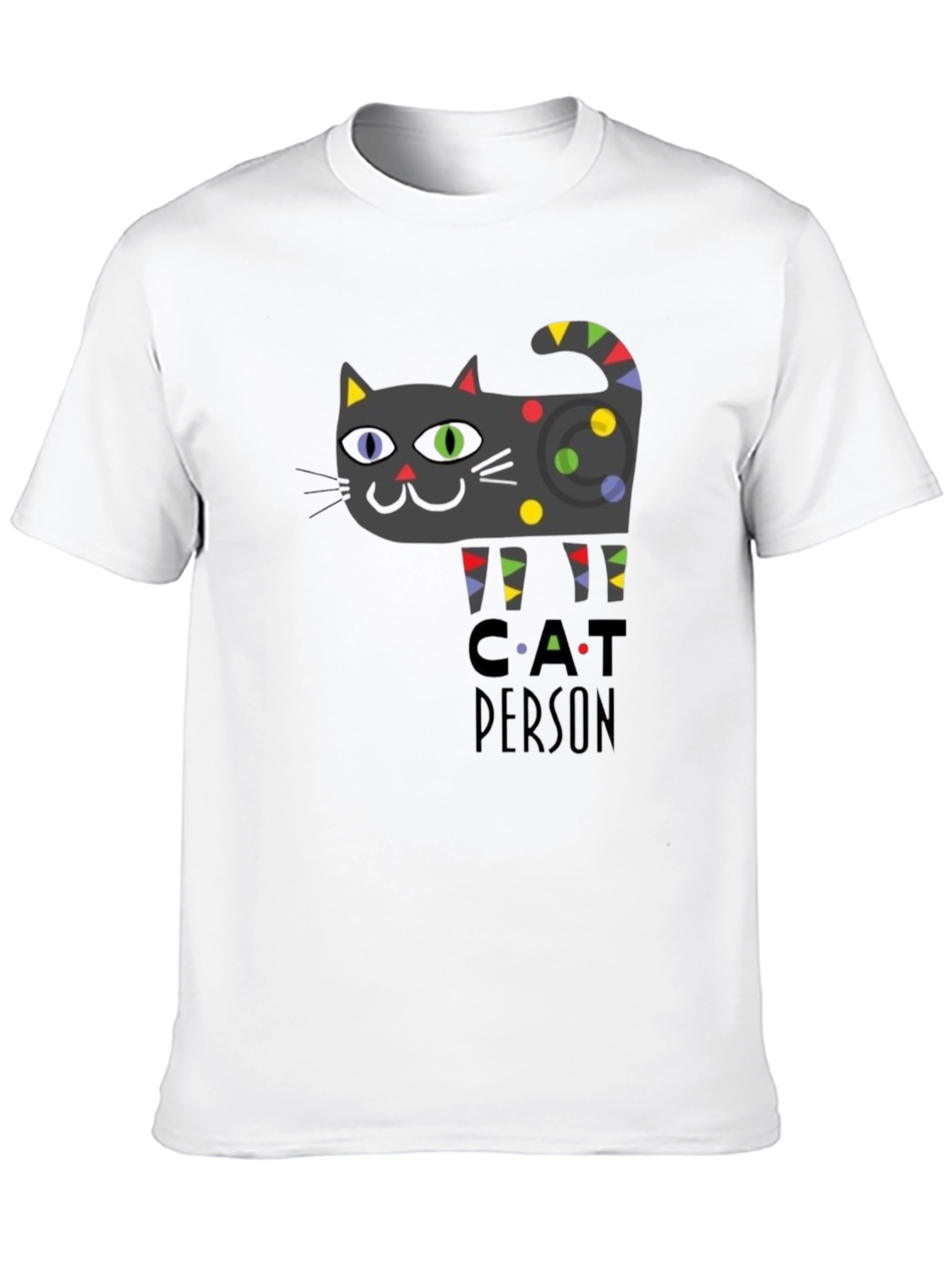 Black Cat Person Graphic Print T-Shirt - Novelty Tee view 10