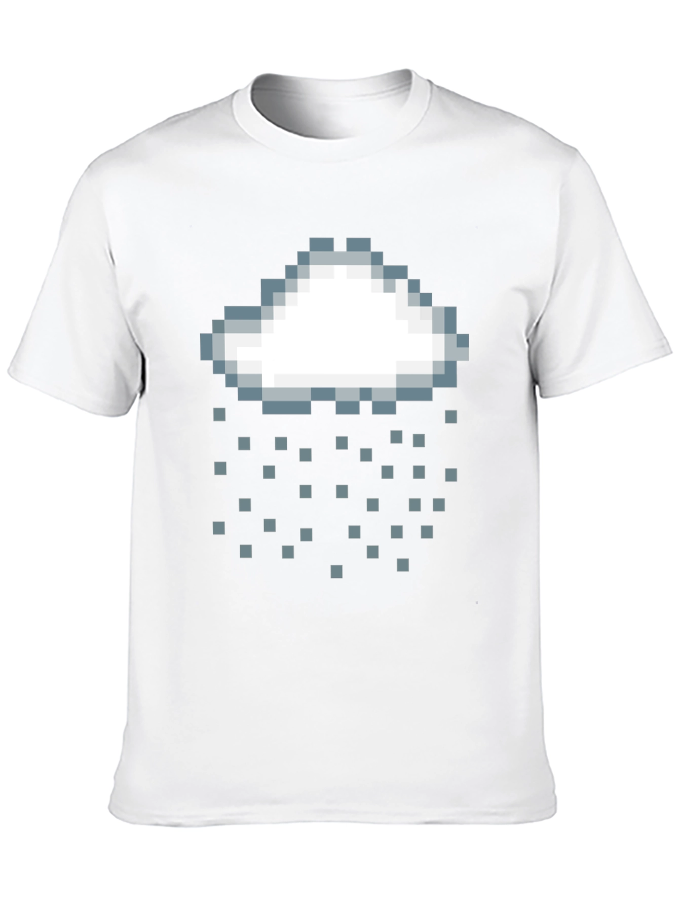 Black Pixel Rain Cloud Graphic Black T-Shirt view 10