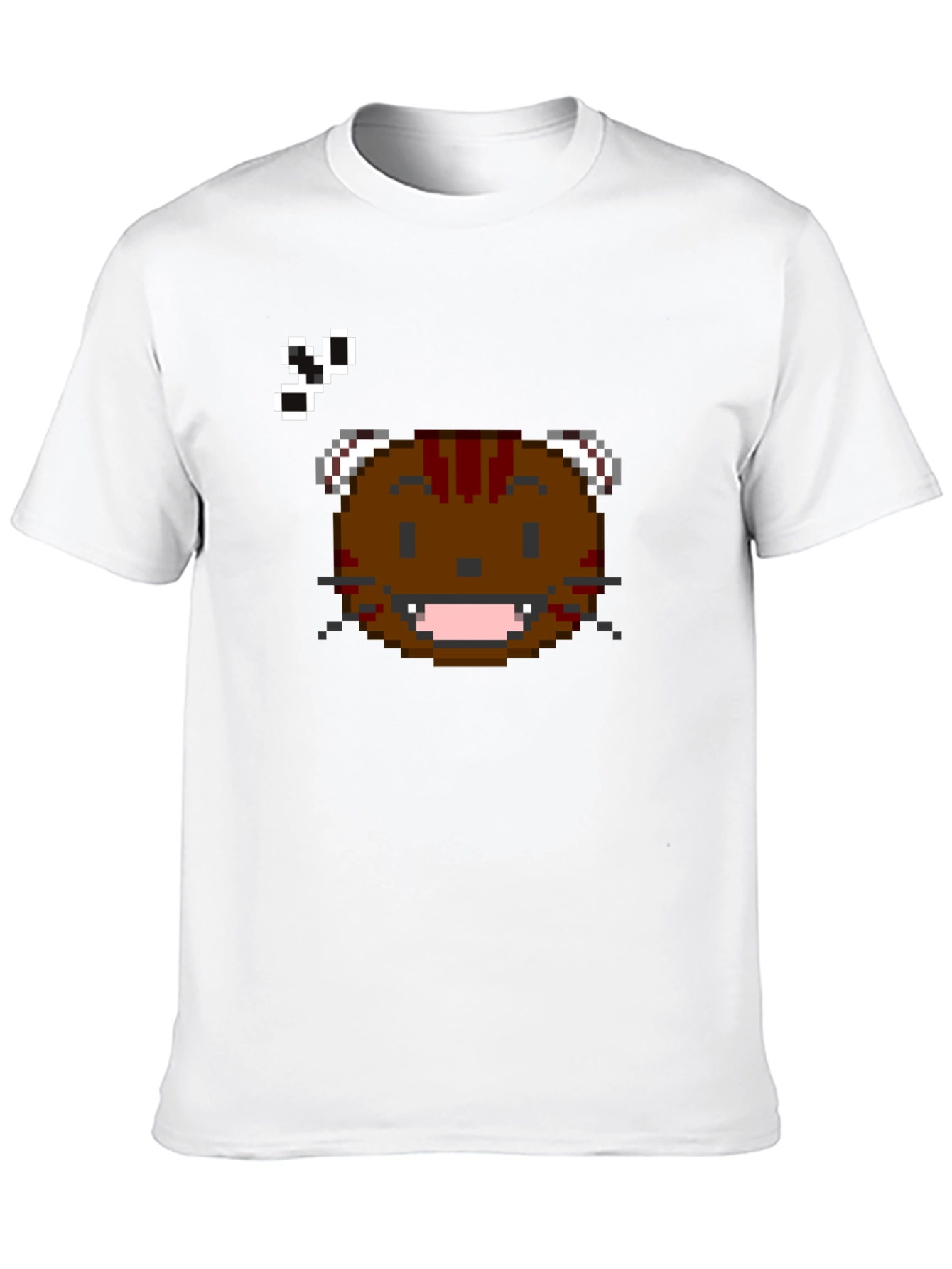 Black Pixel Art Cat T-Shirt - Black Crew Neck view 10