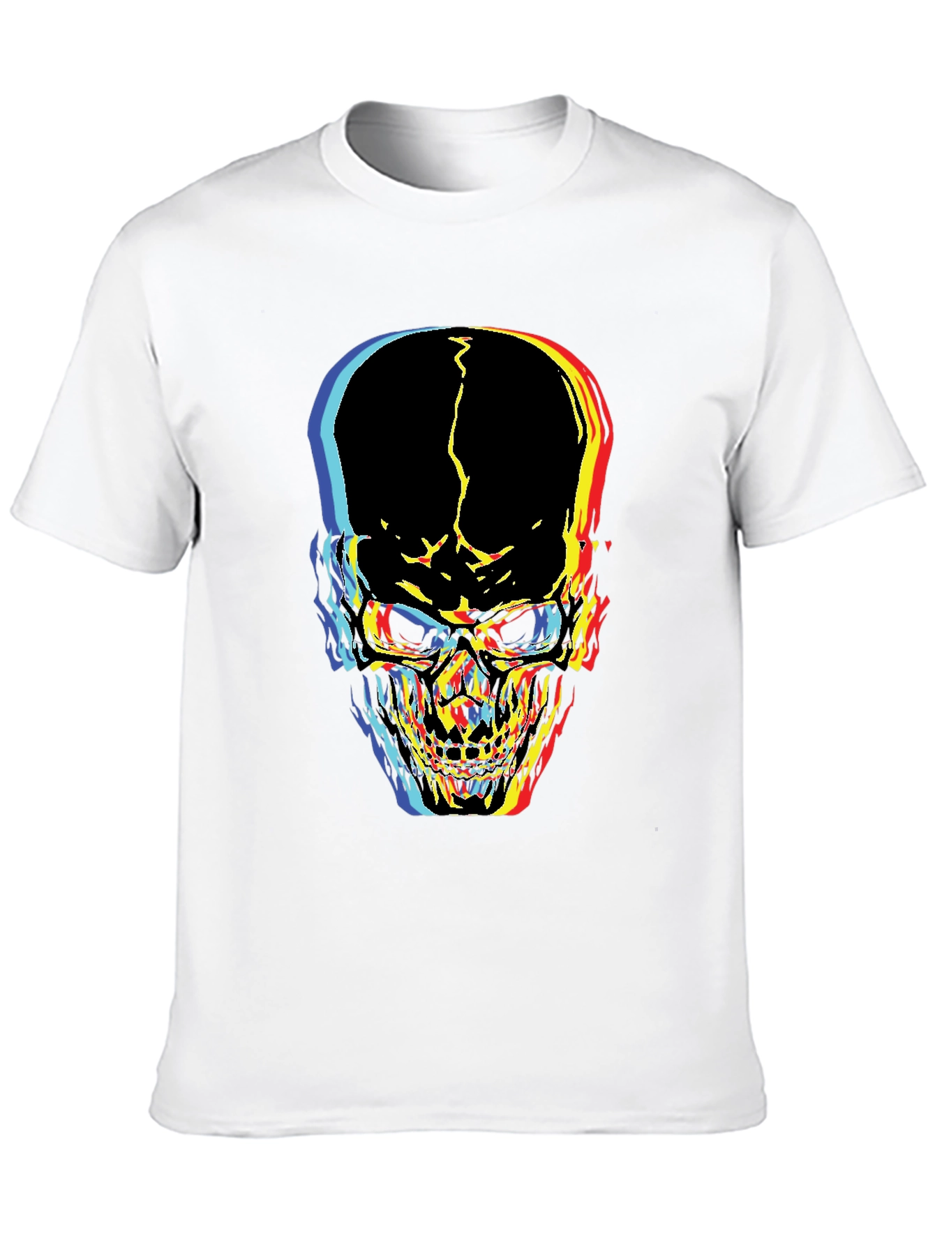 Black Distorted Skull Graphic Black T-Shirt view 10
