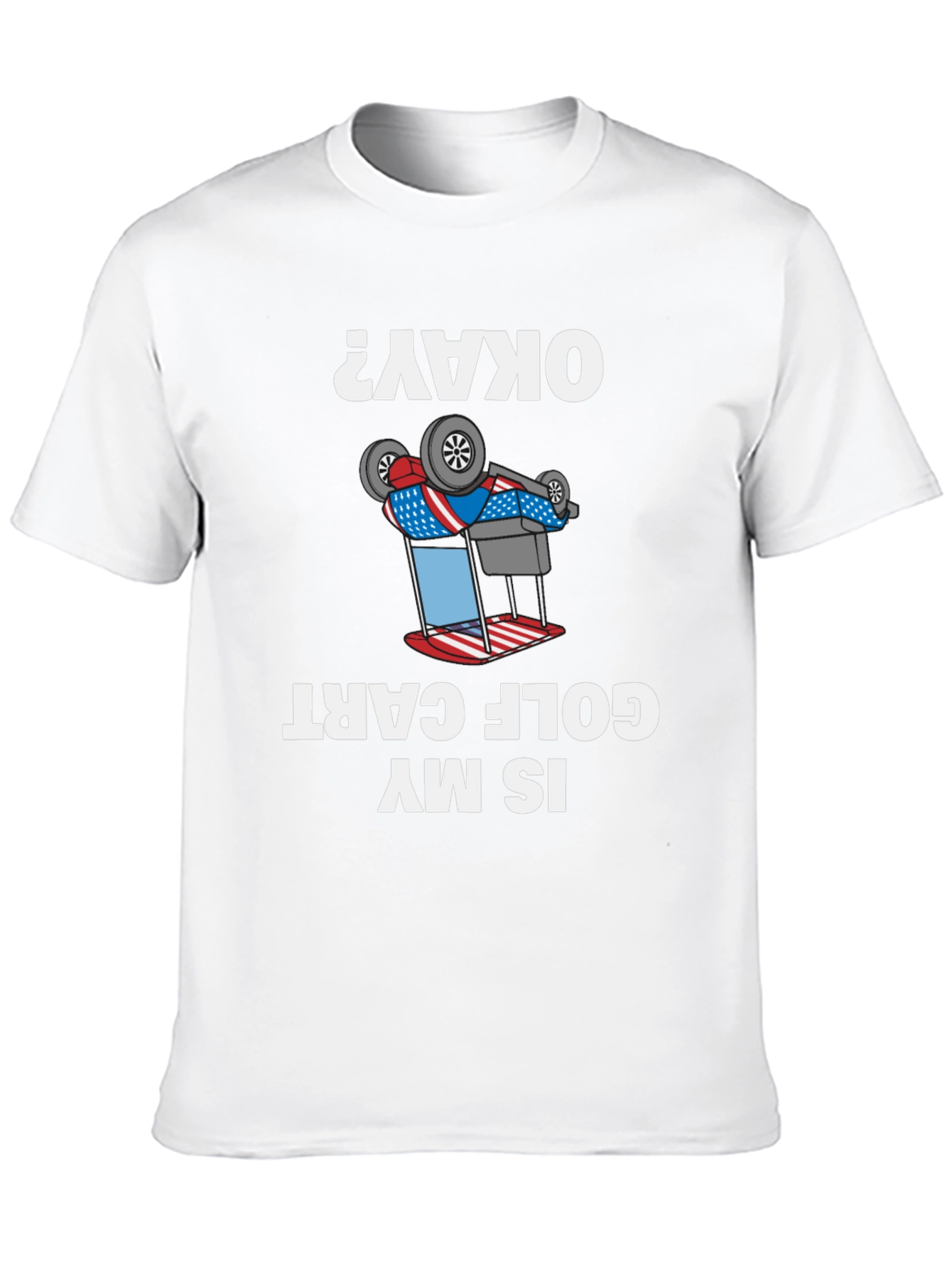 Black Funny Inverted Golf Cart T-Shirt - "Okay?" view 10