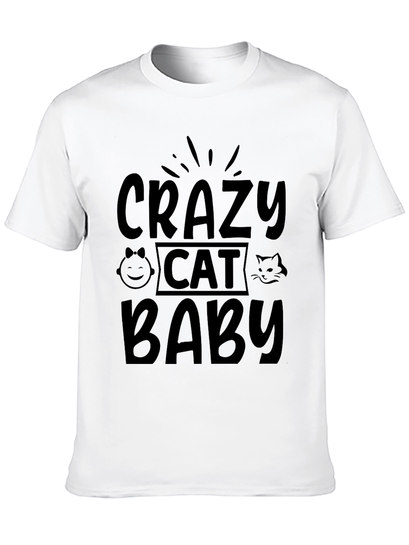 Black Crazy Cat Baby Black T-Shirt view 10