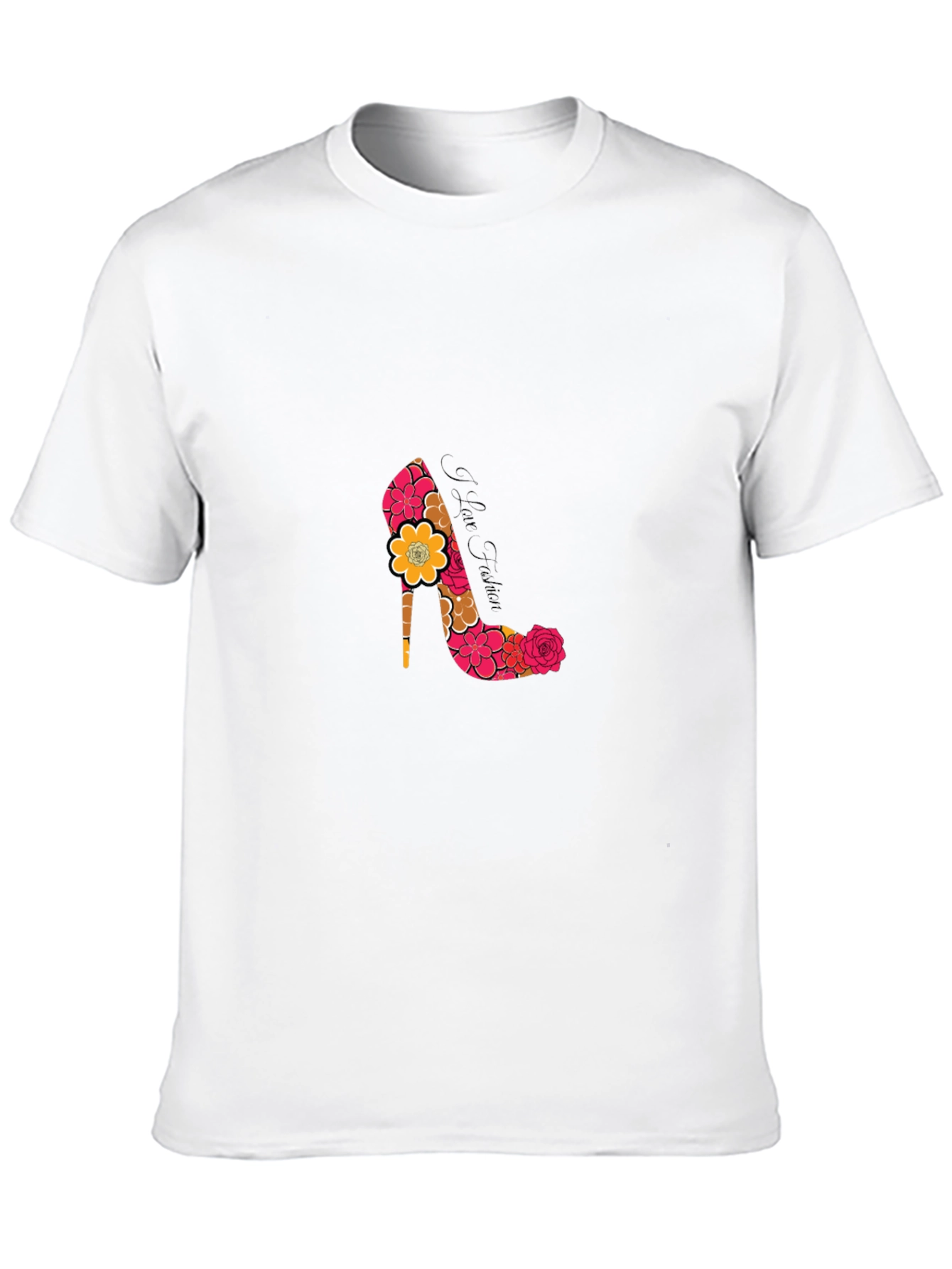 Black Floral Heel Print Black T-Shirt view 10