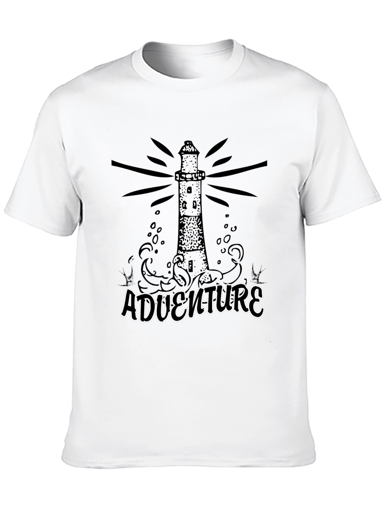 Black Adventure Lighthouse Graphic Tee - Black Cotton view 10