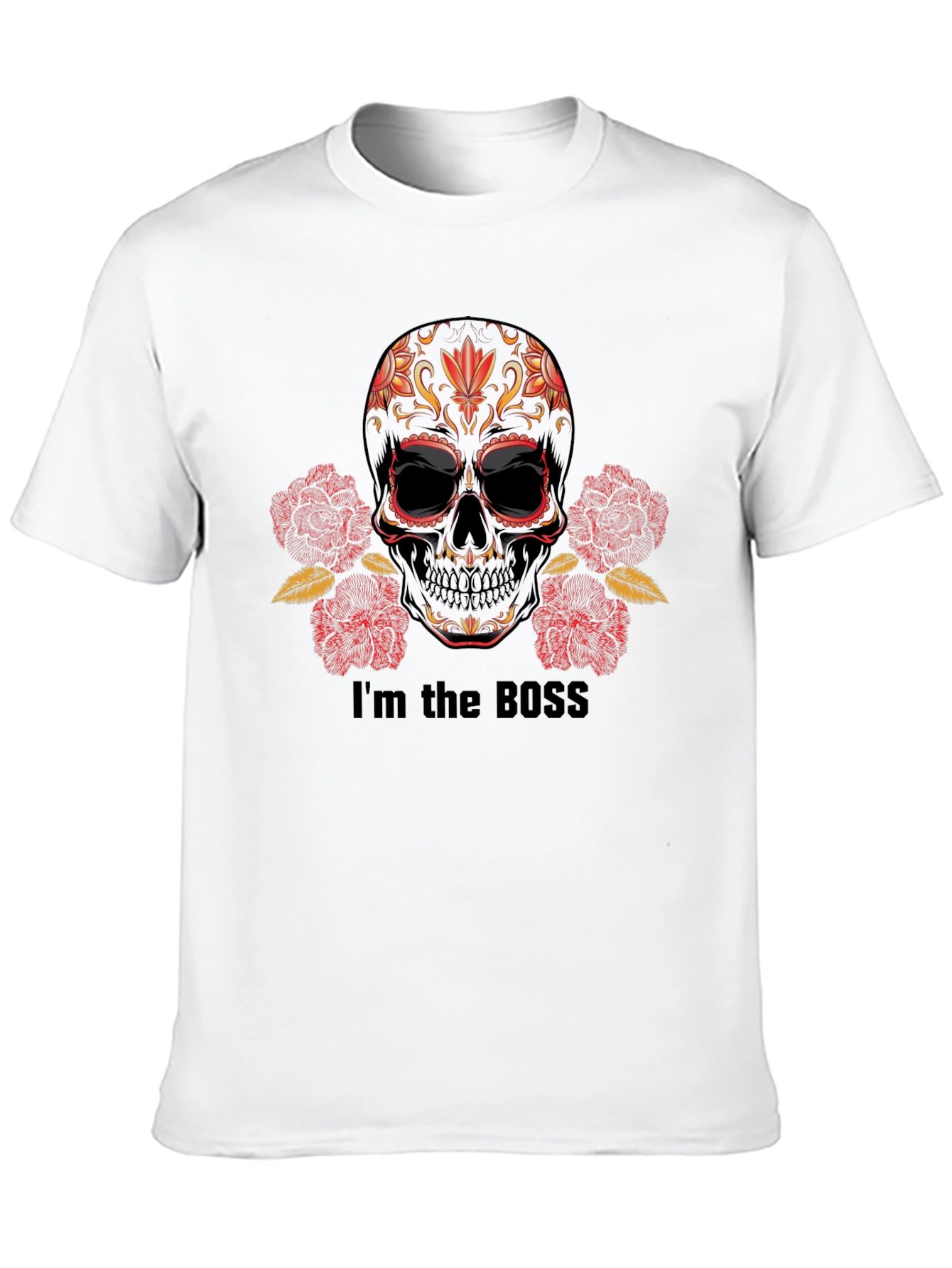 Black I'm the Boss Sugar Skull T-Shirt view 10