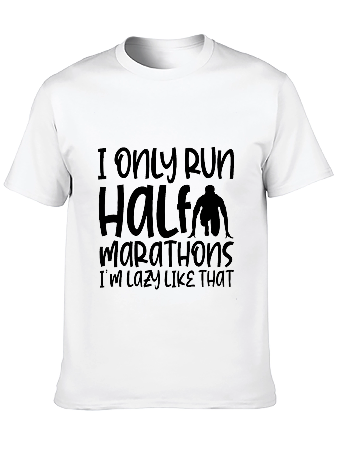 Black Funny Half Marathoner Lazy Running T-Shirt view 10