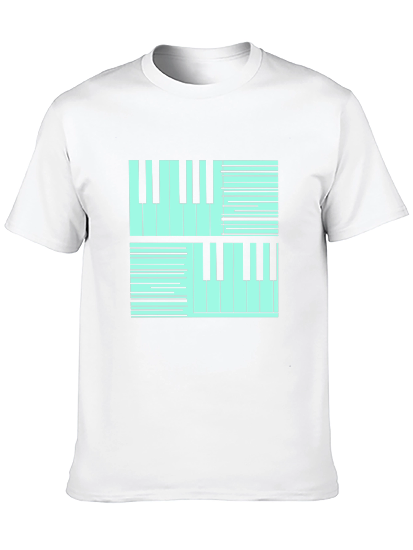 Black Cool Piano Keys Graphic Print Black T-Shirt view 10
