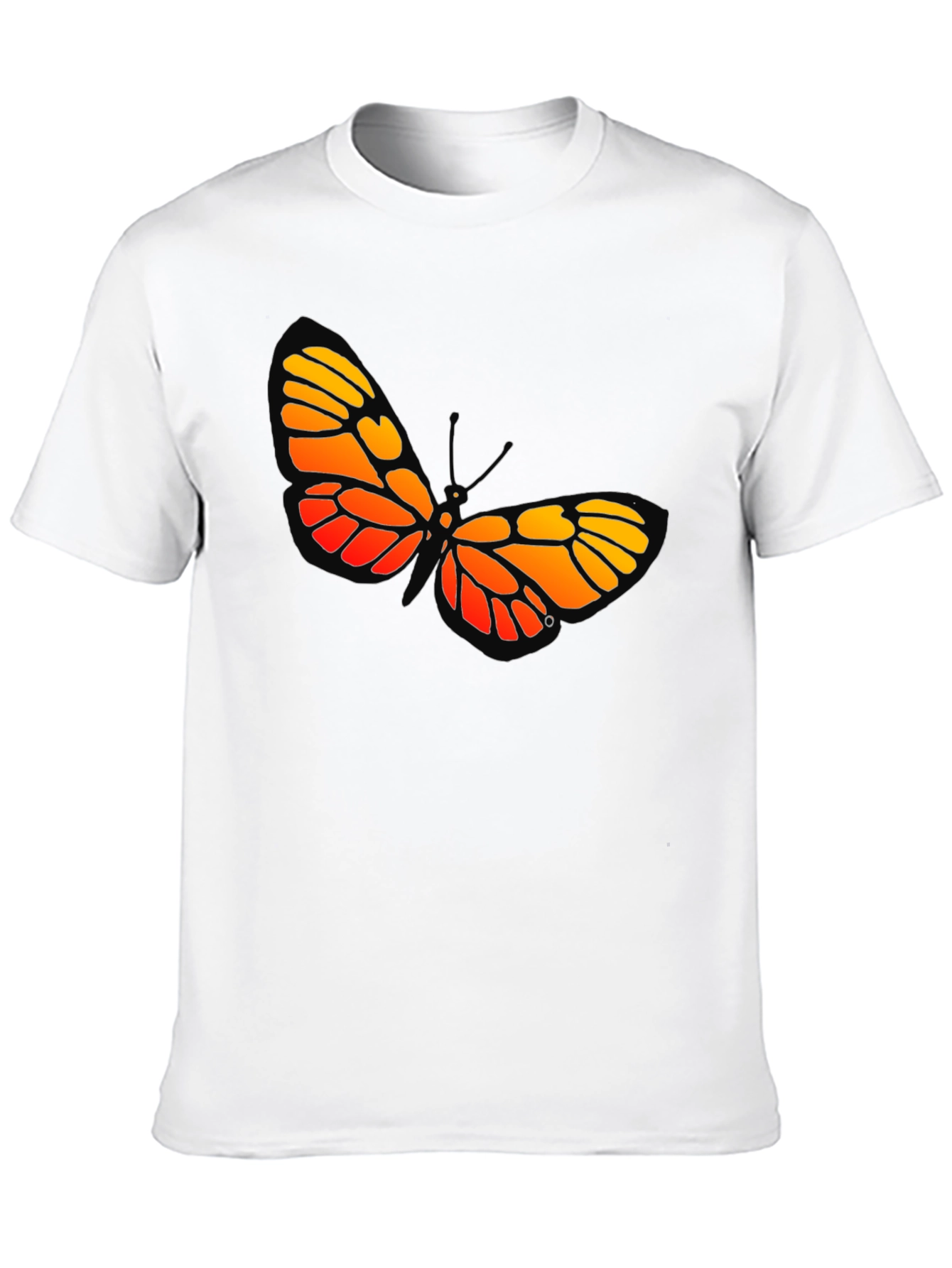 Black Butterfly Graphic Tee - Bold Orange and Yellow Design view 10