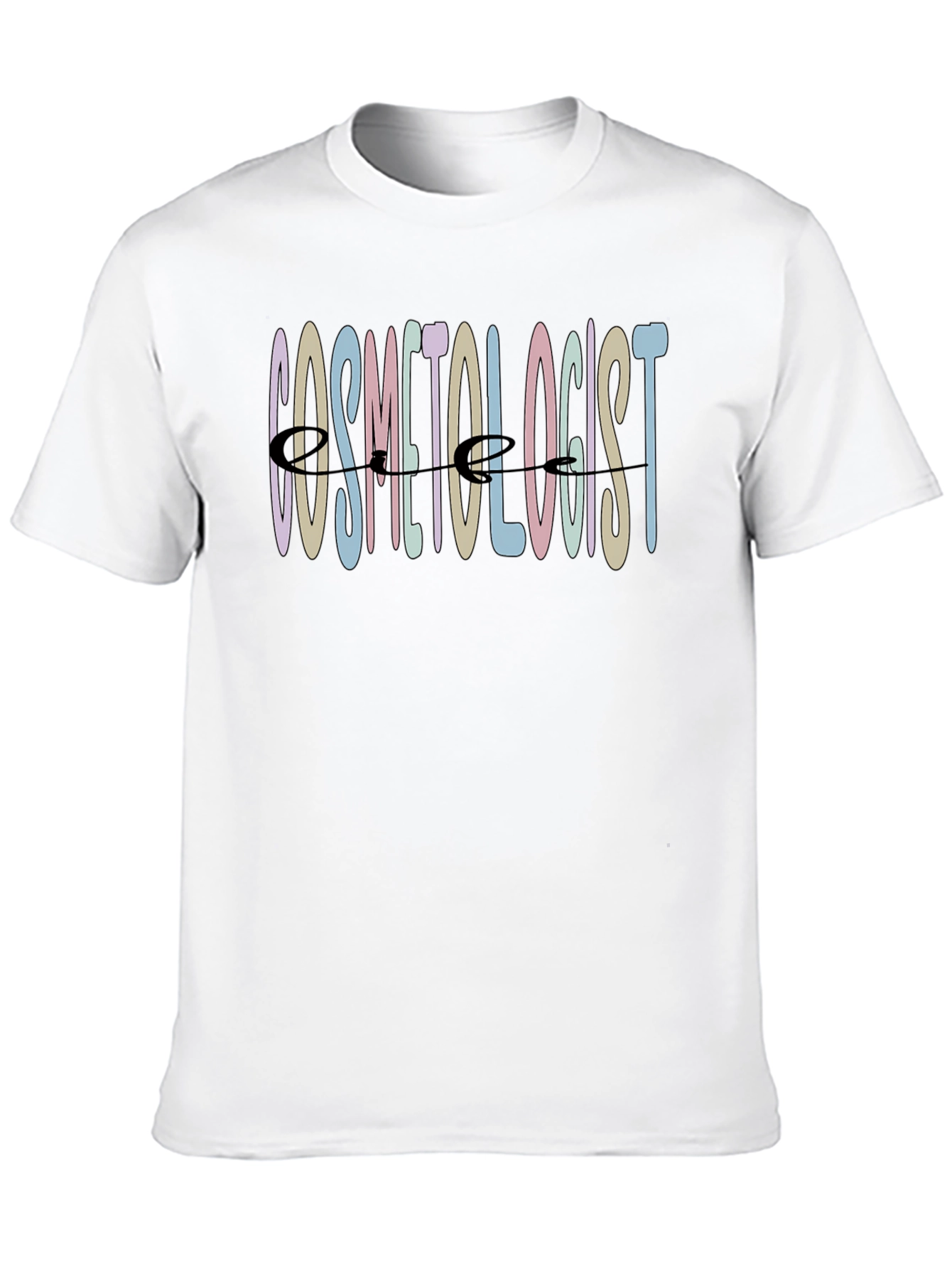 Black Cosmetologist T-Shirt - Pastel Text Stylist Tee view 10