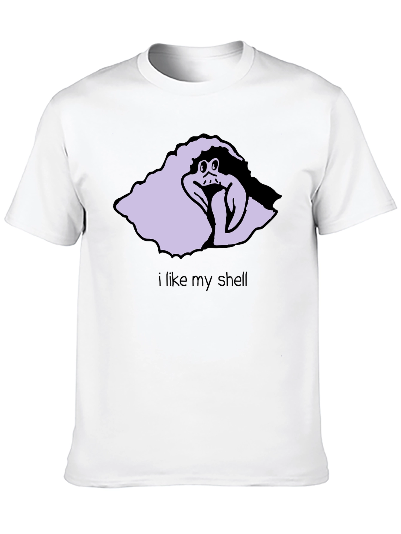 Black Funny Cartoon Hermit Crab T-Shirt - I Like My Shell view 10