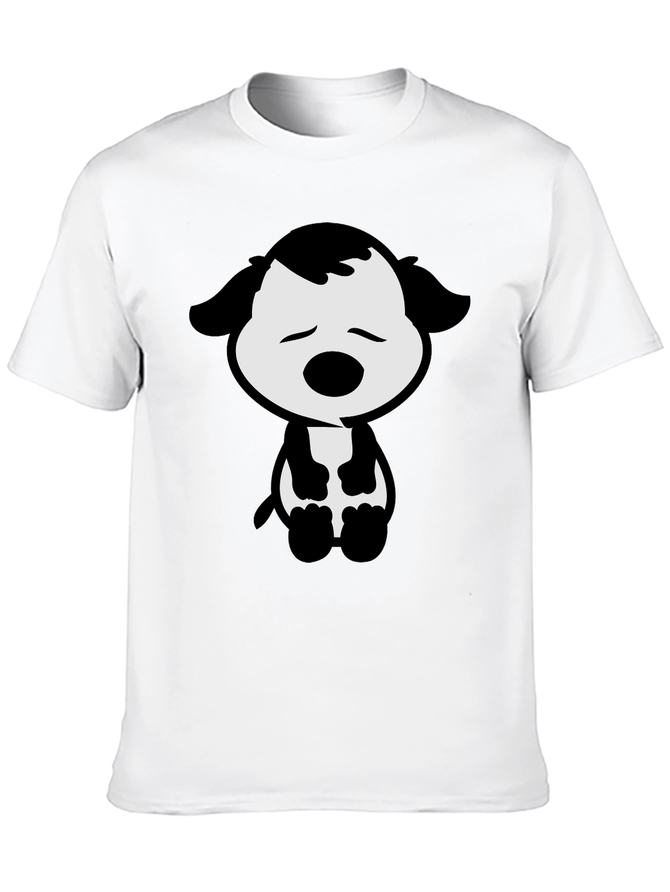 Black Cute Cartoon Dog Graphic Tee - Black T-Shirt view 10