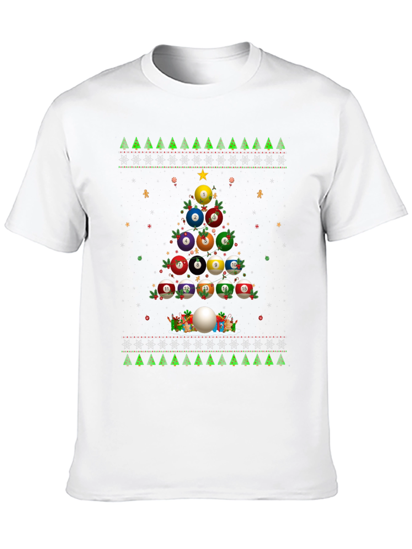 Black Billiard Ball Christmas Tree Holiday T-Shirt view 10