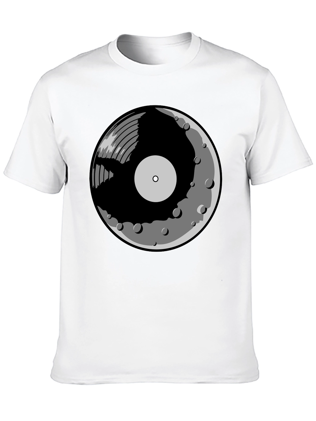 Black Vinyl Moon Graphic Tee - Music Lover Shirt view 10