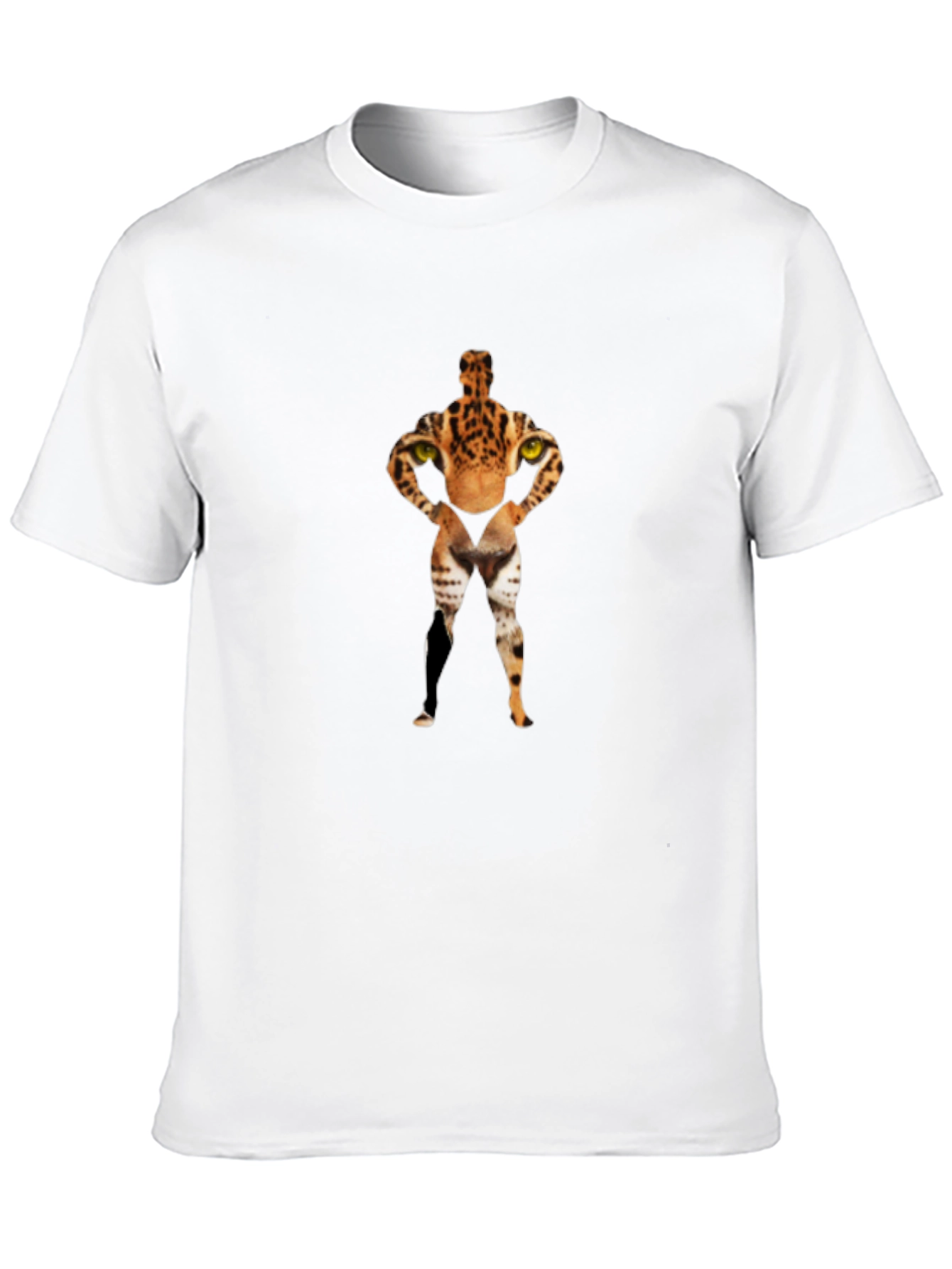 Black Novelty Feline Bodybuilder Graphic T-Shirt view 10