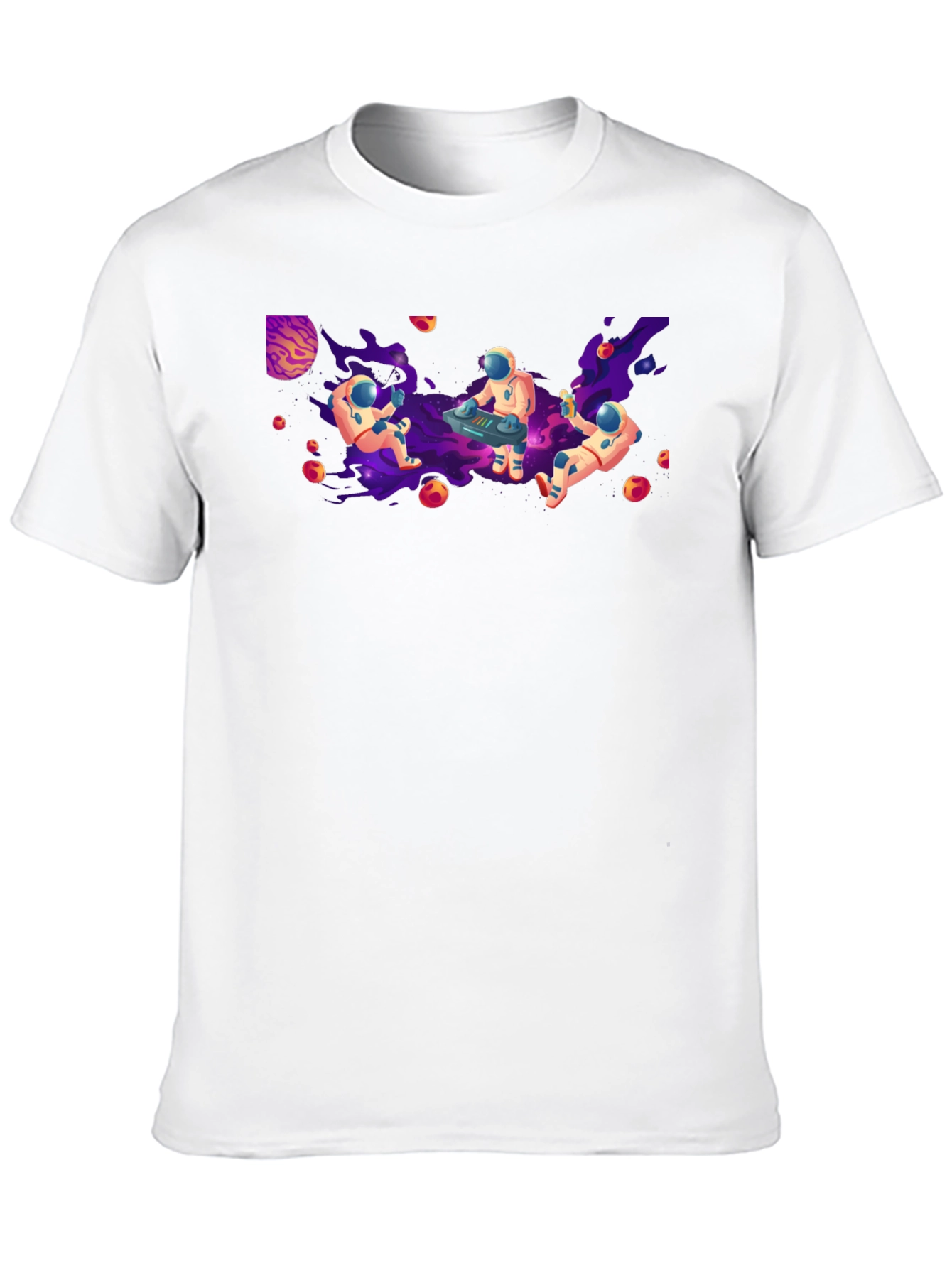 Black Astronaut Galaxy Party T-Shirt - Black Cotton Crew Neck view 10