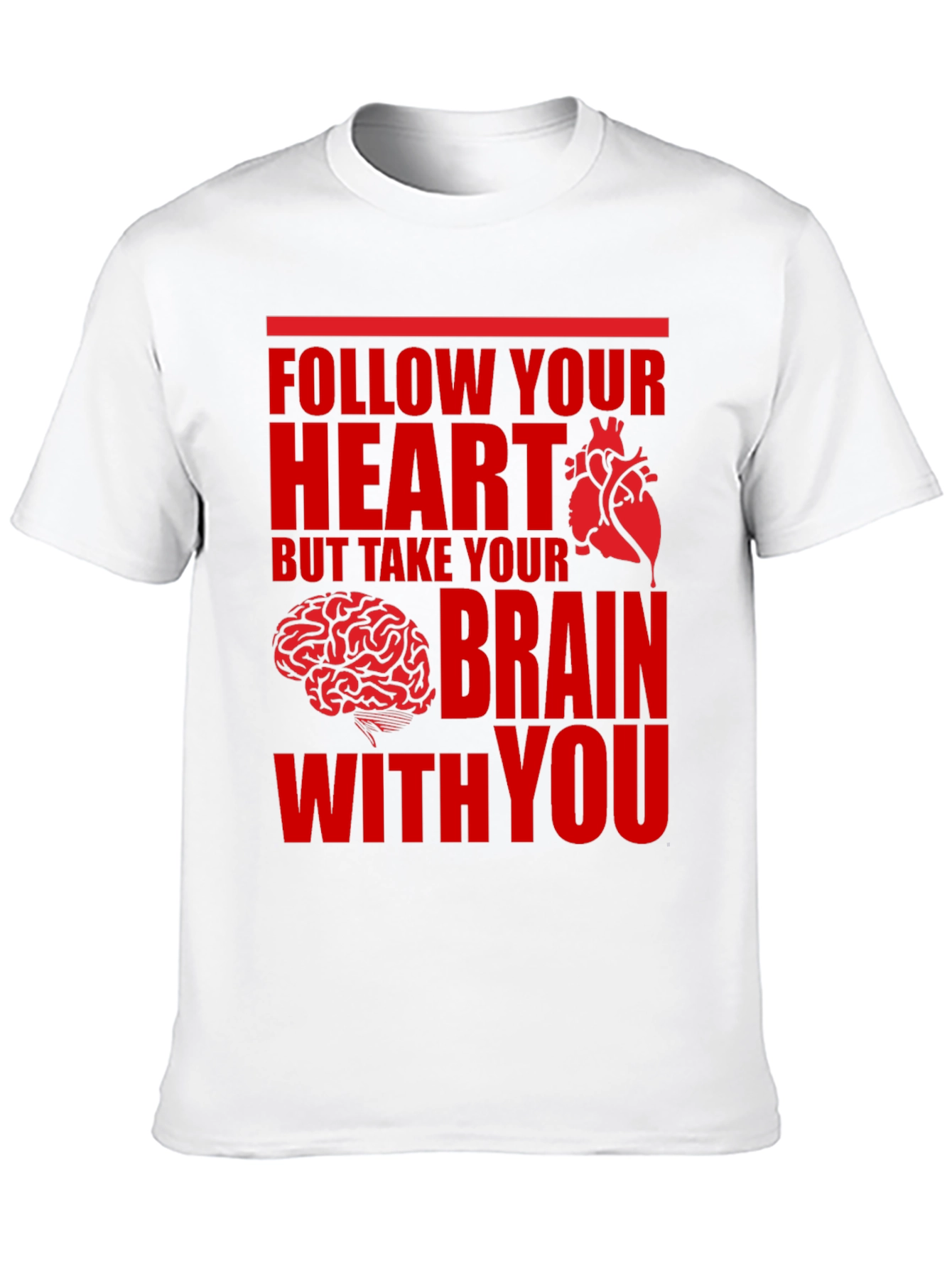 Black Follow Your Heart Brain Graphic Tee view 10