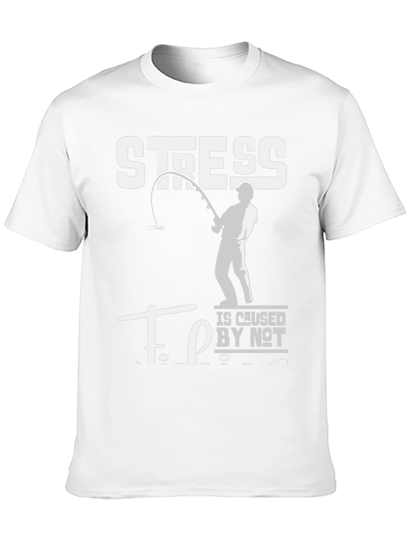 Black Stress is Caused by Not Fishing Black T-Shirt view 10