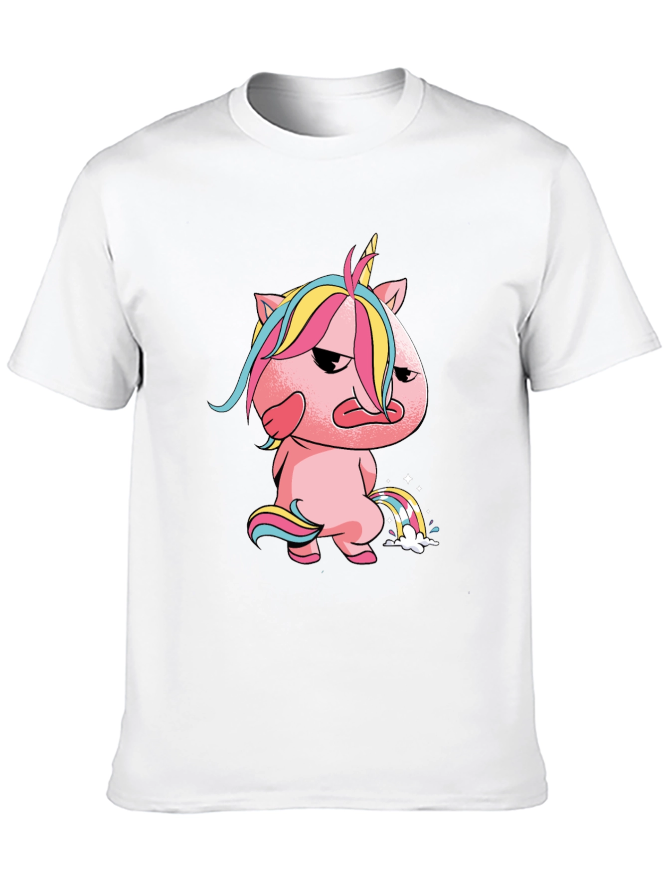 Black Grumpy Unicorn Rainbow T-Shirt view 10