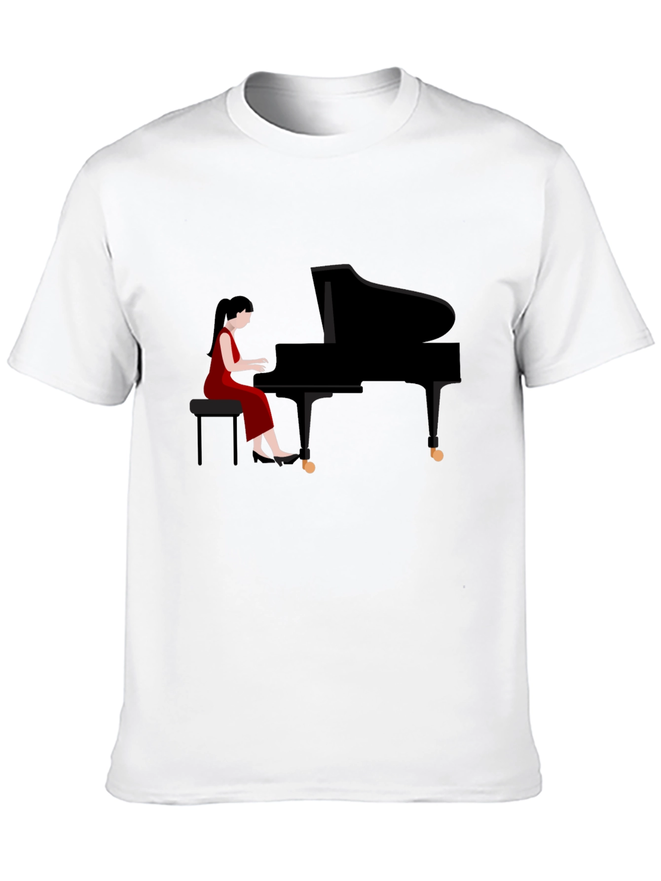 Black Piano Player Graphic Tee - Stylish Musician T-Shirt view 10