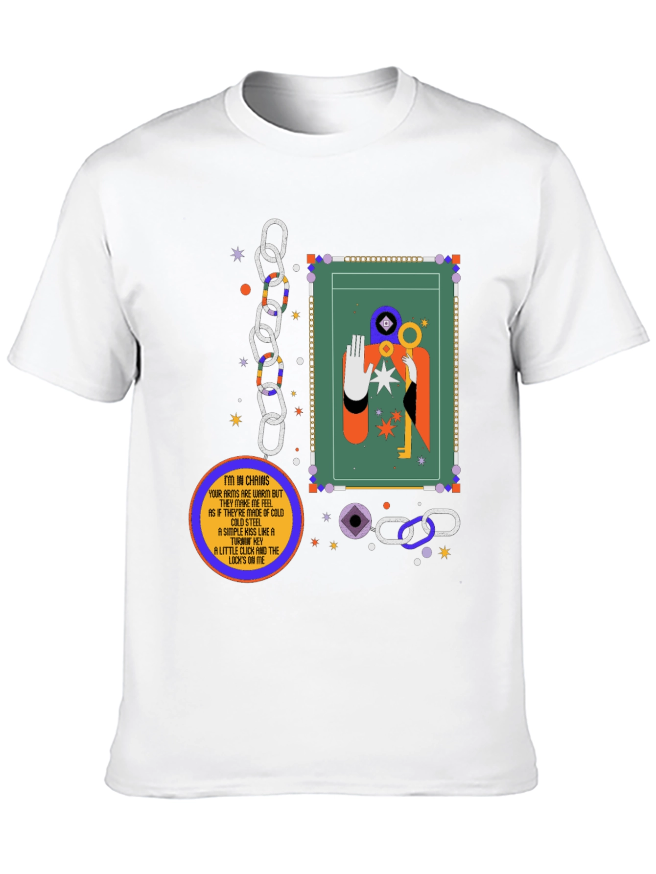 Black Abstract Graphic Tee - Key & Chains Design view 10