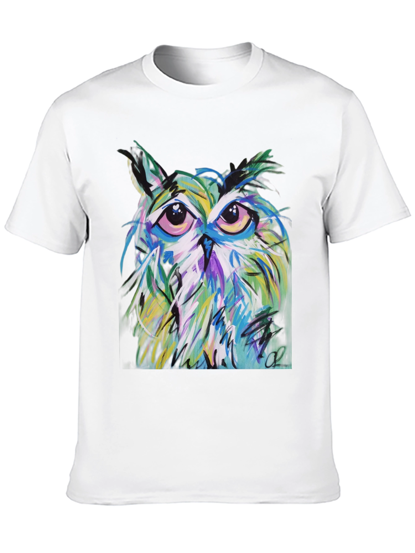 Black Abstract Owl Graphic Tee - Men's Black T-Shirt view 10