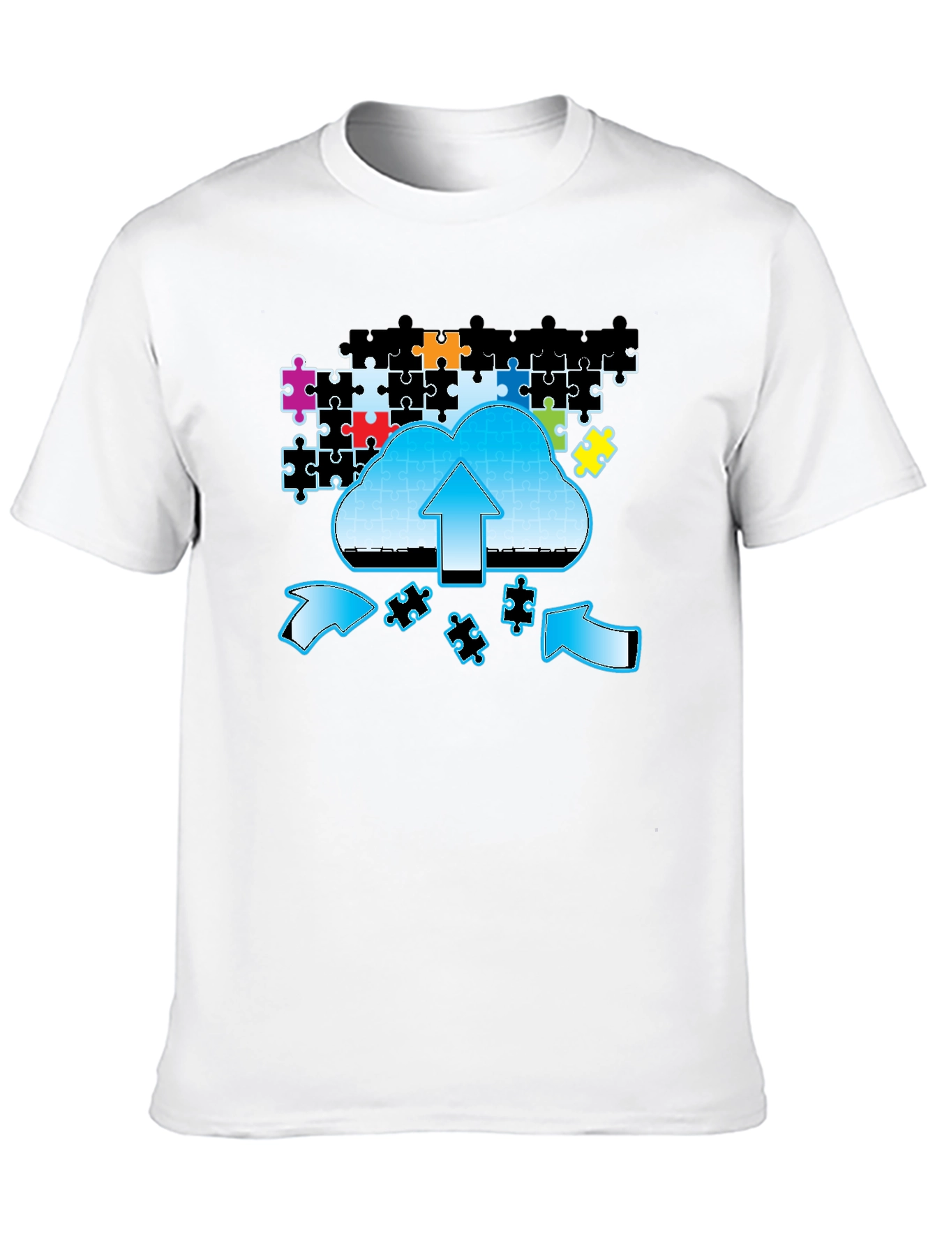 Black Cloud Puzzle Upload Graphic T-Shirt view 10