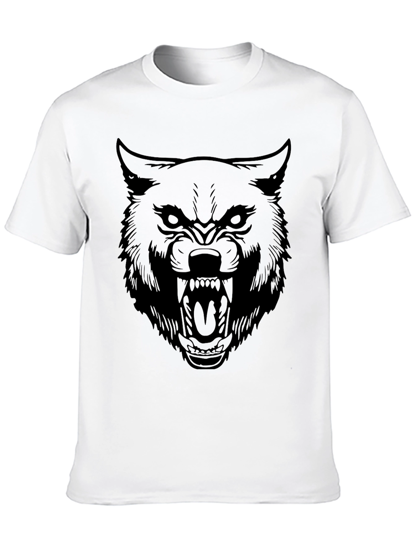 Black Men's Black Wolf Graphic T-Shirt view 10