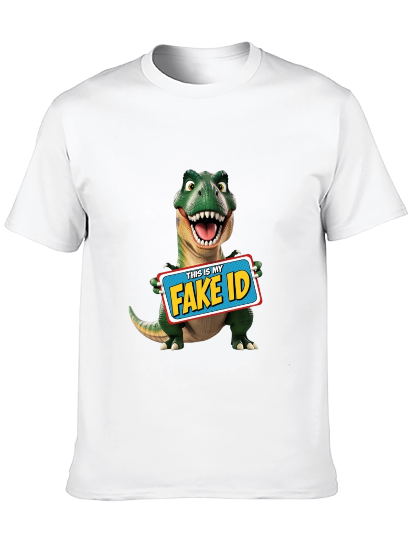 Black Funny Dinosaur Fake ID T-Shirt view 10