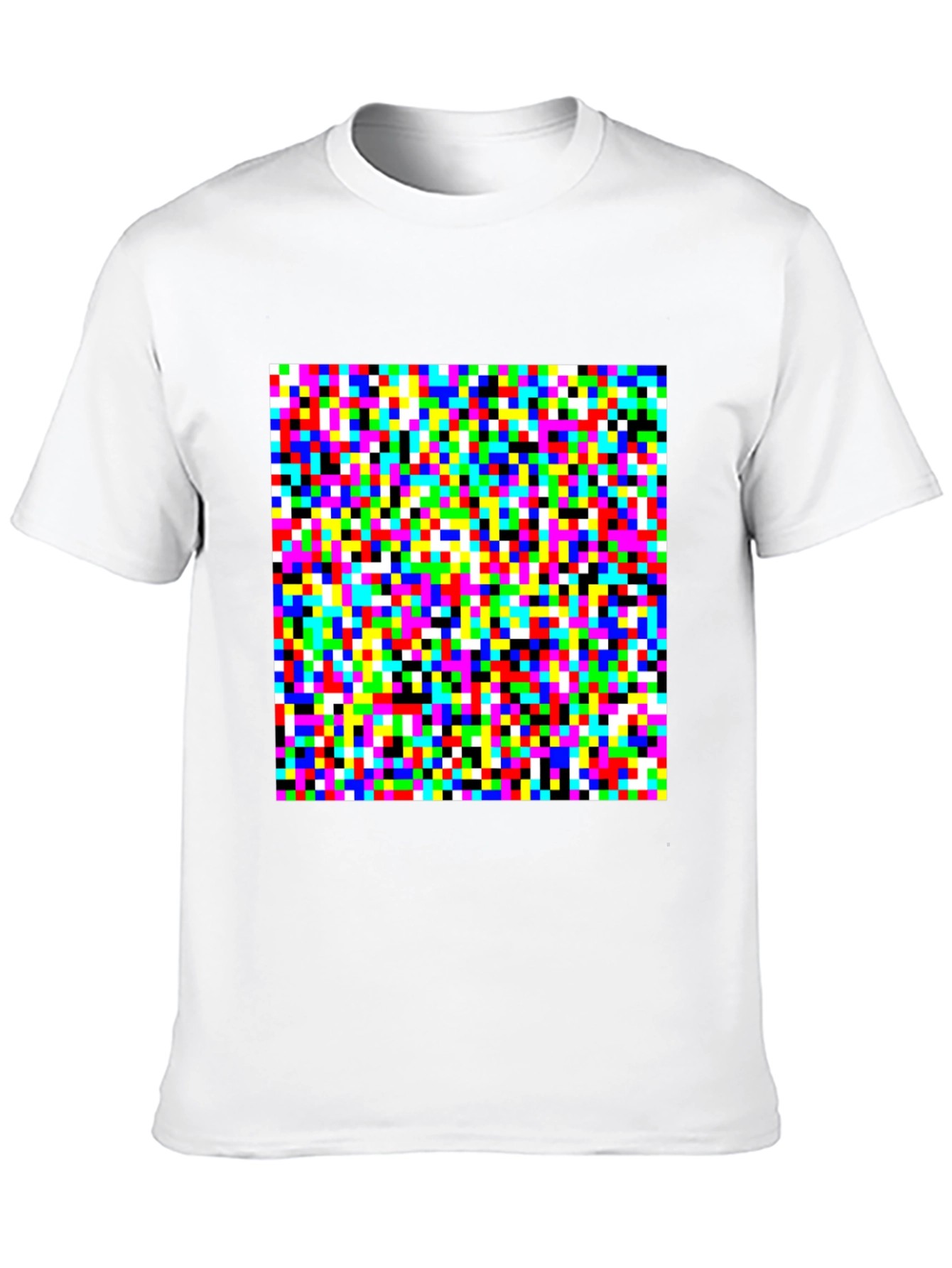 Black Pixelated Color Block Graphic Tee - Unique Design view 10