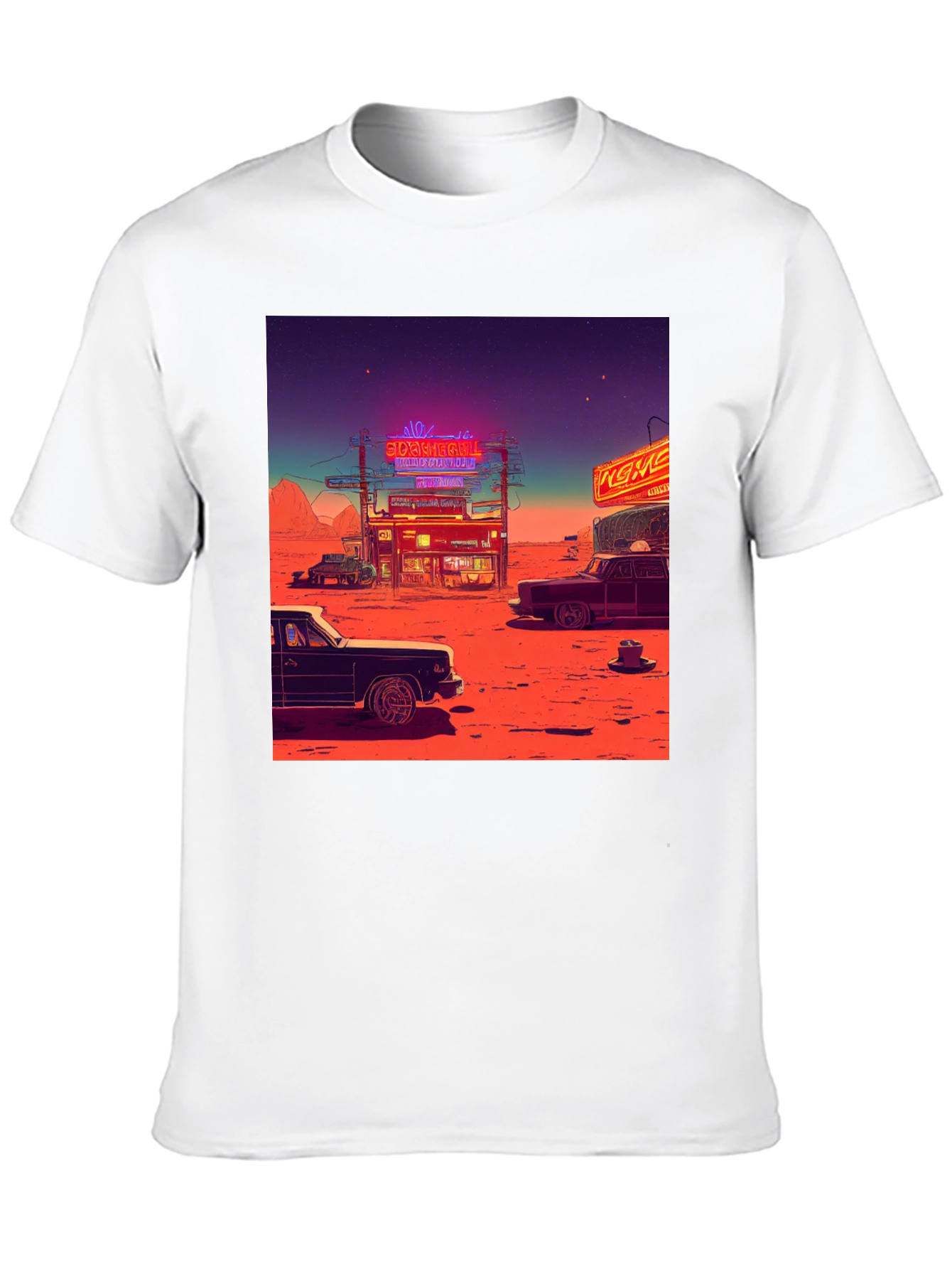 Black Retro Desert Neon T-Shirt view 10