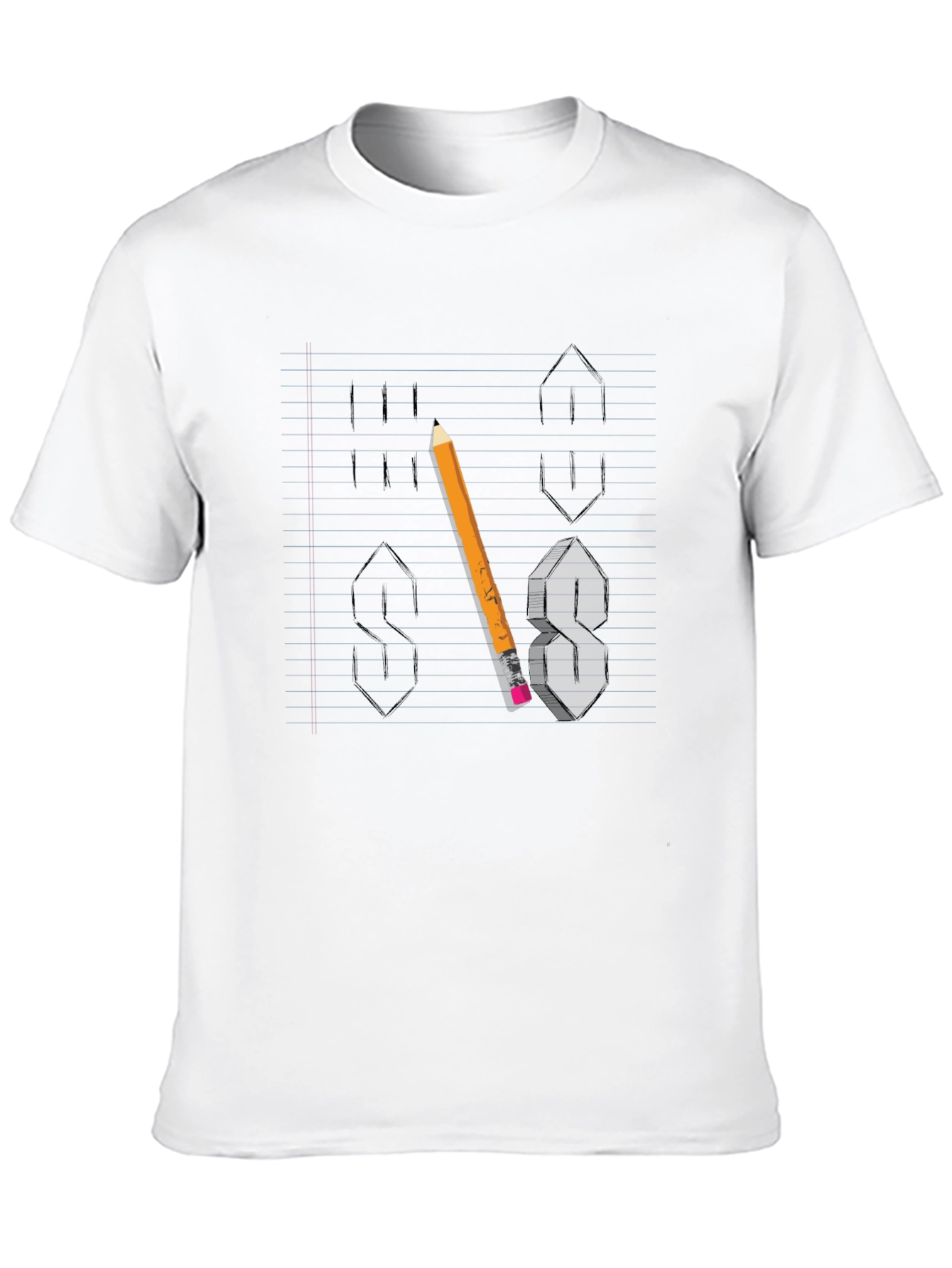 Black Cool S Pencil Design Black T-Shirt view 10