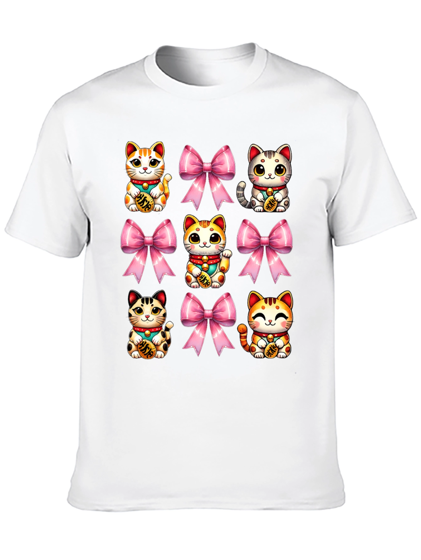 Black Lucky Cat & Bow T-Shirt - Kawaii Style view 10