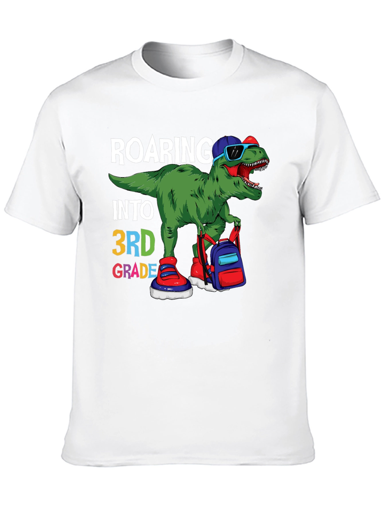 Black Roaring Into 3rd Grade Dinosaur T-Shirt view 10