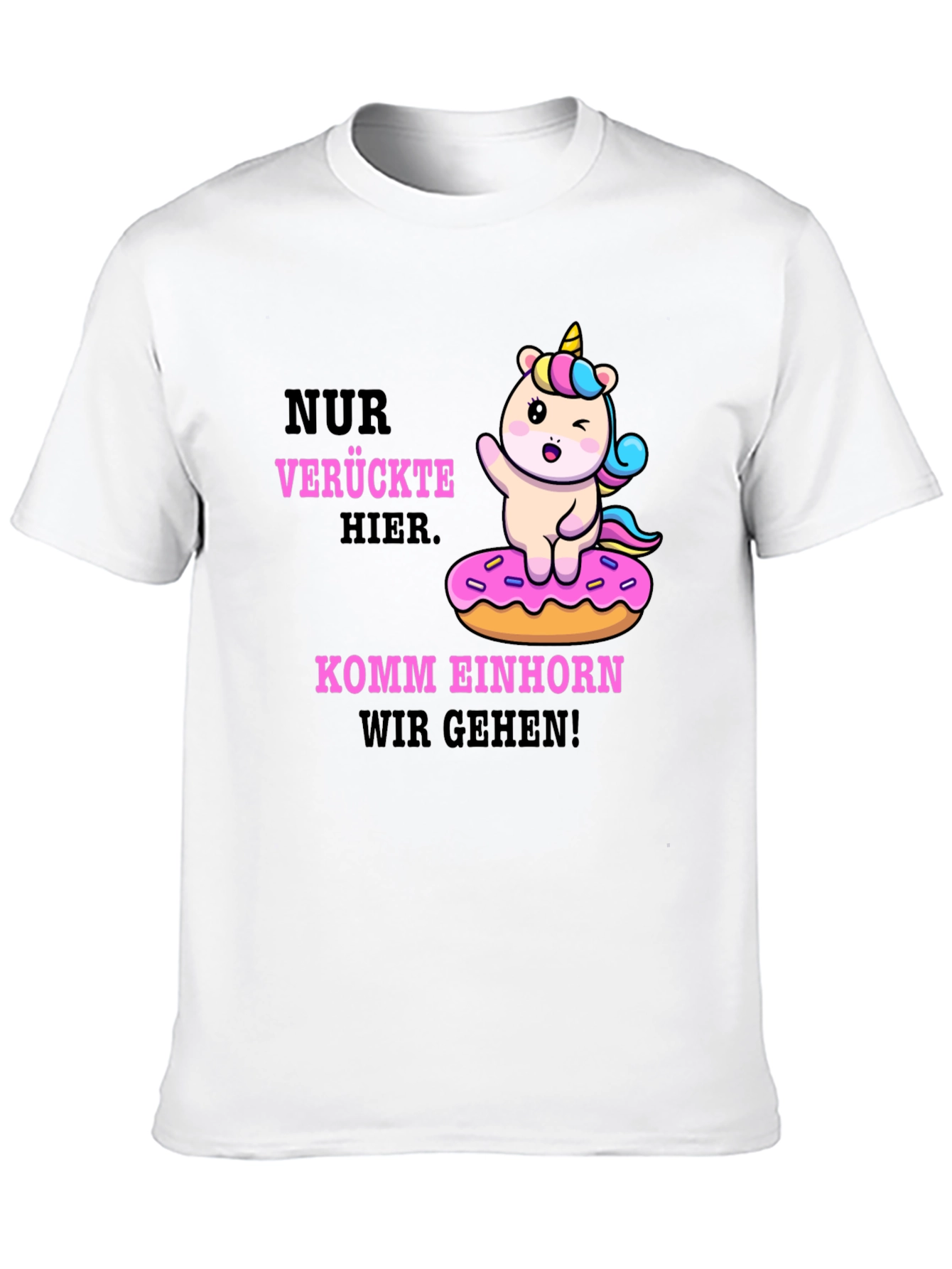 Black Funny Unicorn Donut T-Shirt - Verruckte Hier Komm Einhorn view 10